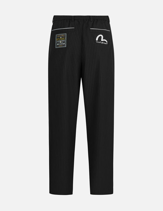 Seagull Embroidery Striped Taper Fit Woven Pants