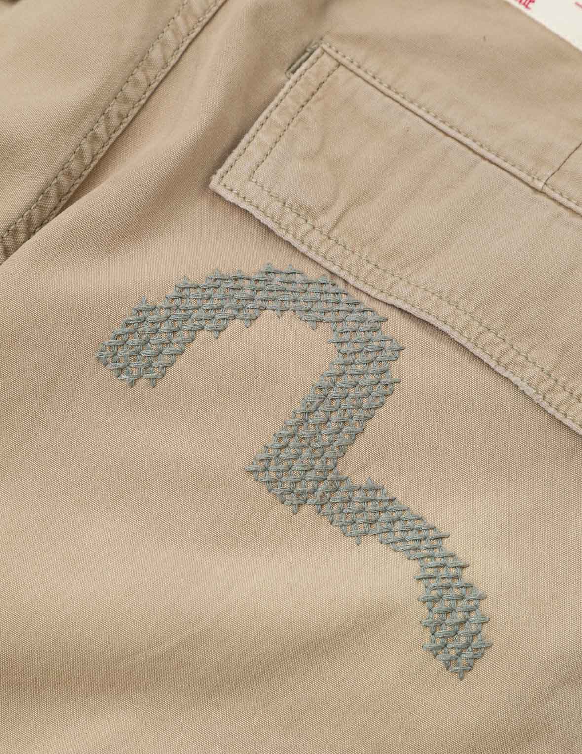 圖騰海鷗刺繡貼直筒工裝褲