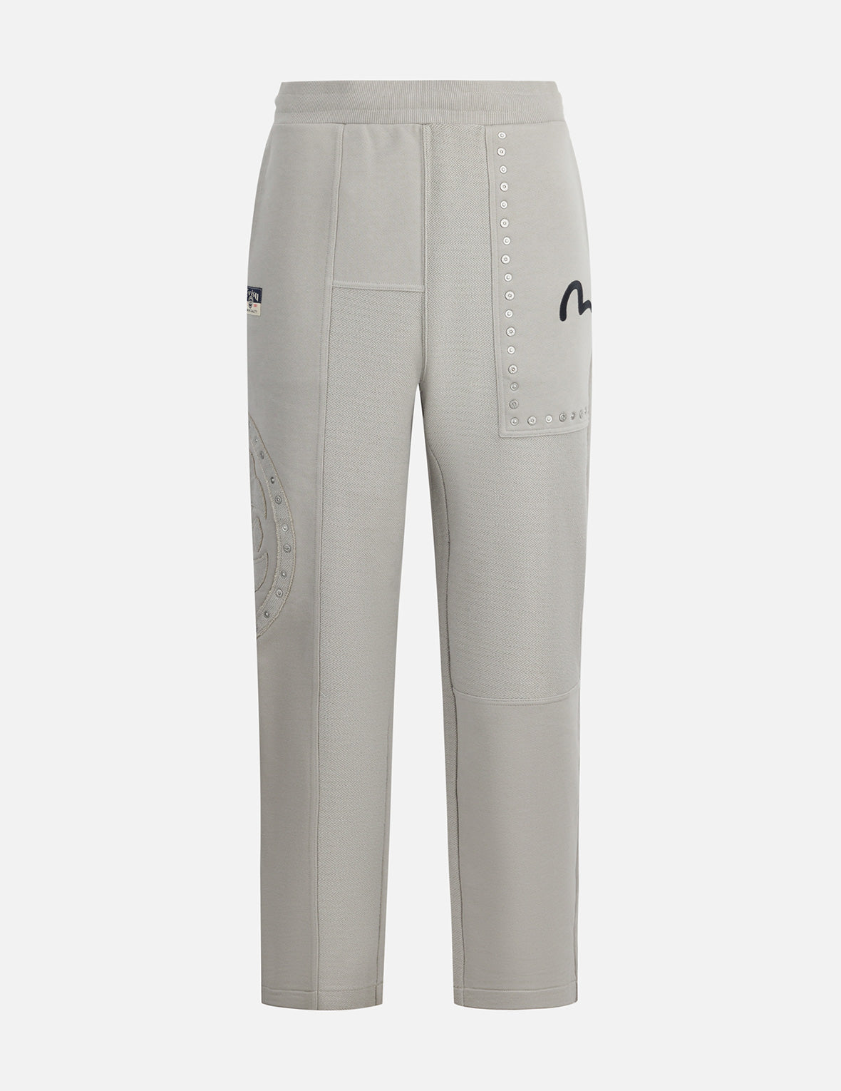 Kamon Appliqué and Fabric Blocking Fashion Fit Sweatpants