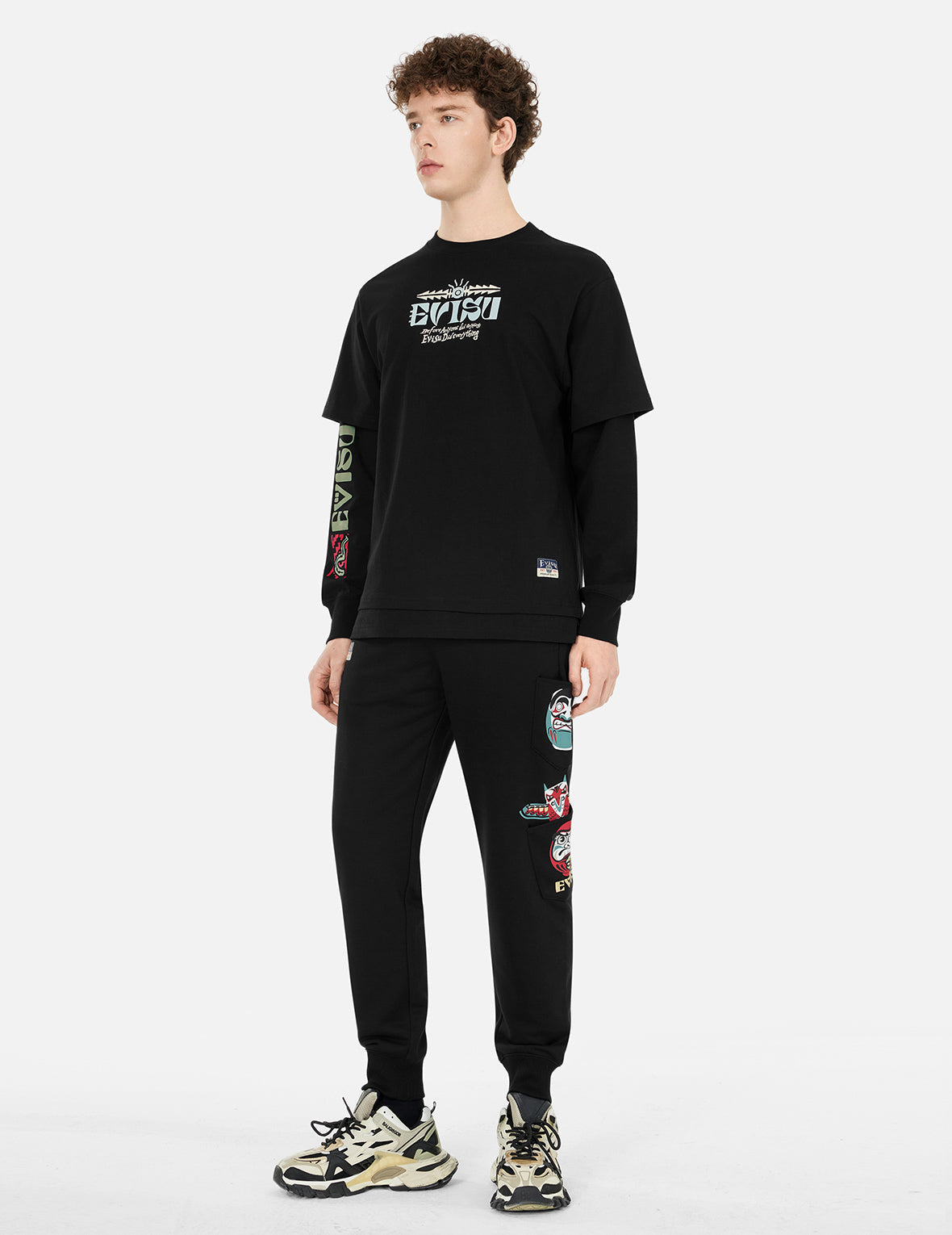 Indian Totem Daruma PrintRegular Fit Sweatpants