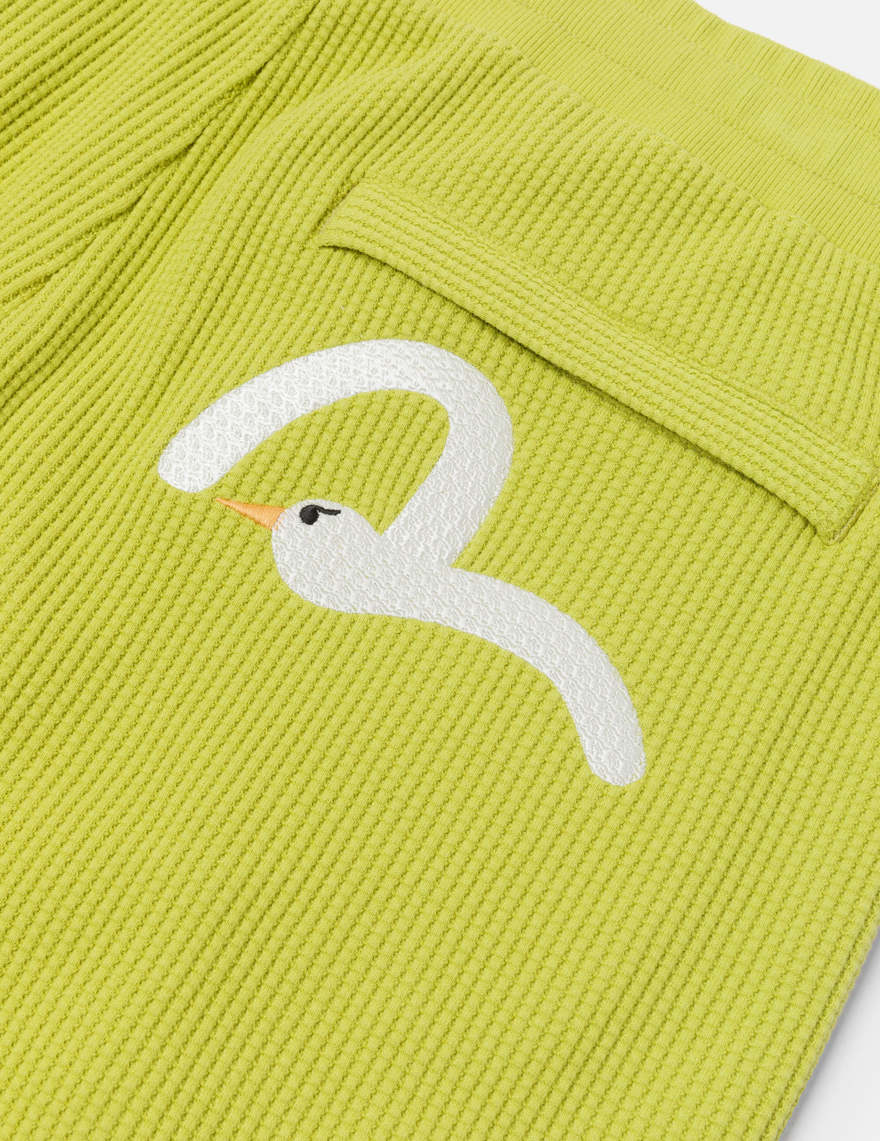 Seagull and Logo Embroidery Fashion Fit Waffle Sweatshorts