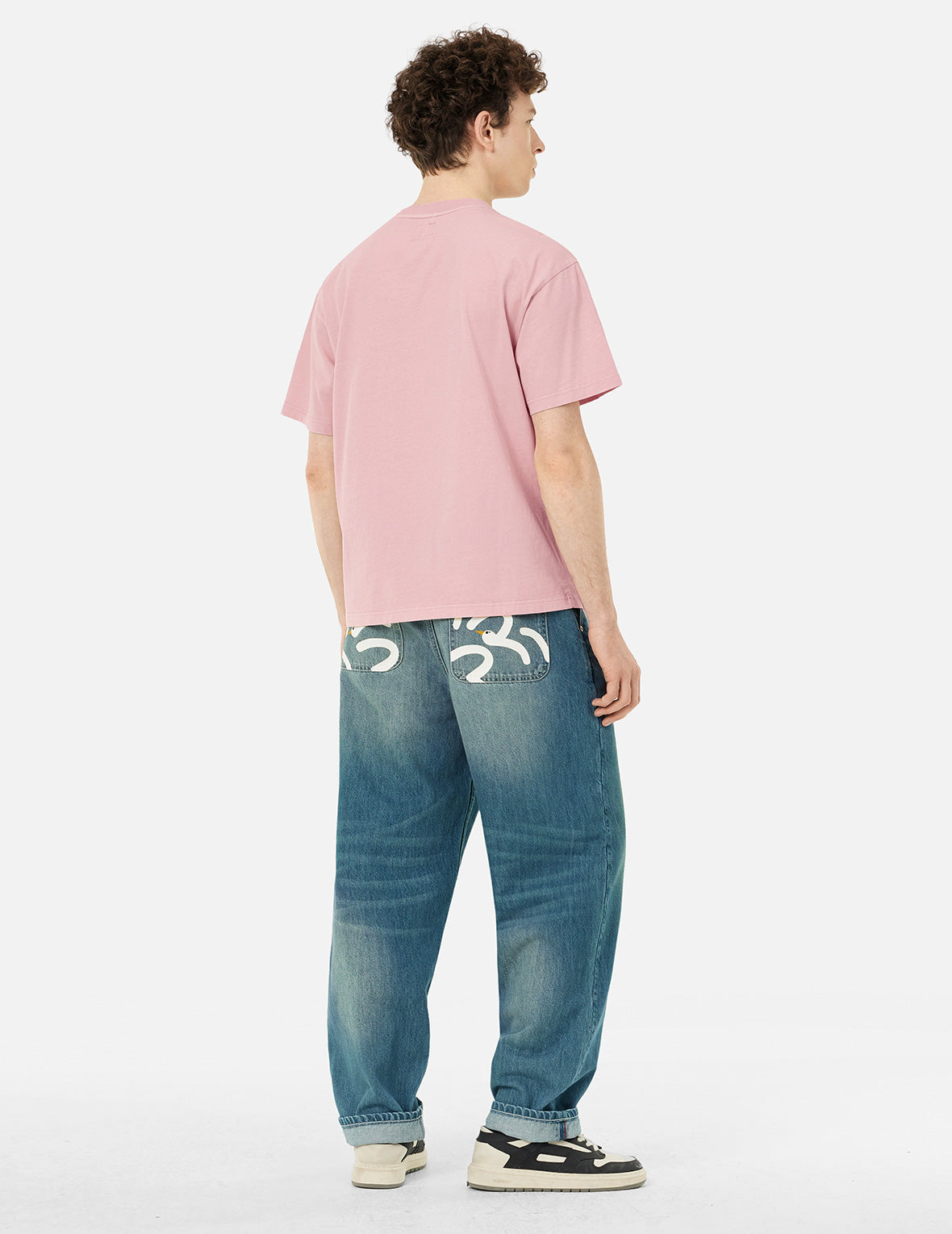 海鷗刺繡縫線口袋寬版休閒T恤