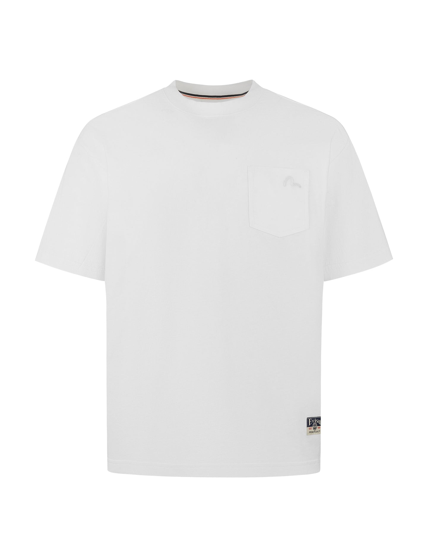 海鷗刺繡縫線口袋寬版休閒T恤