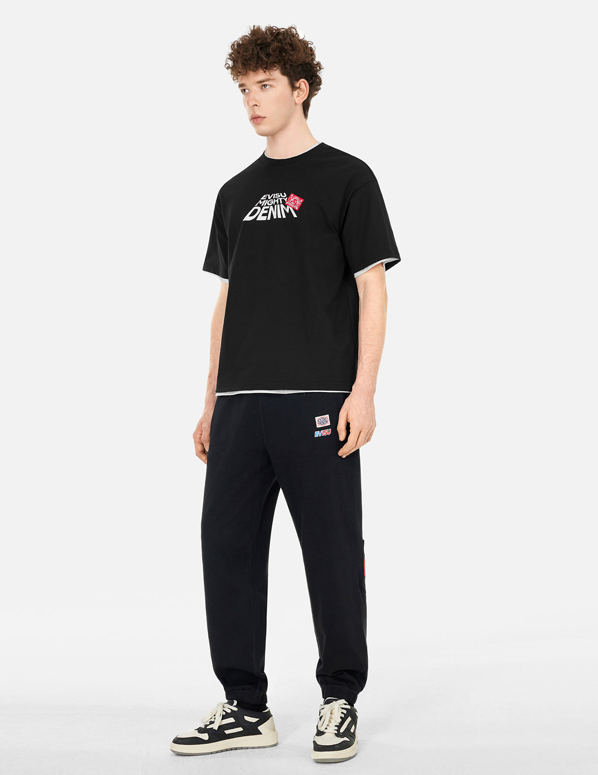 海鷗與標語印花寬版休閒T恤