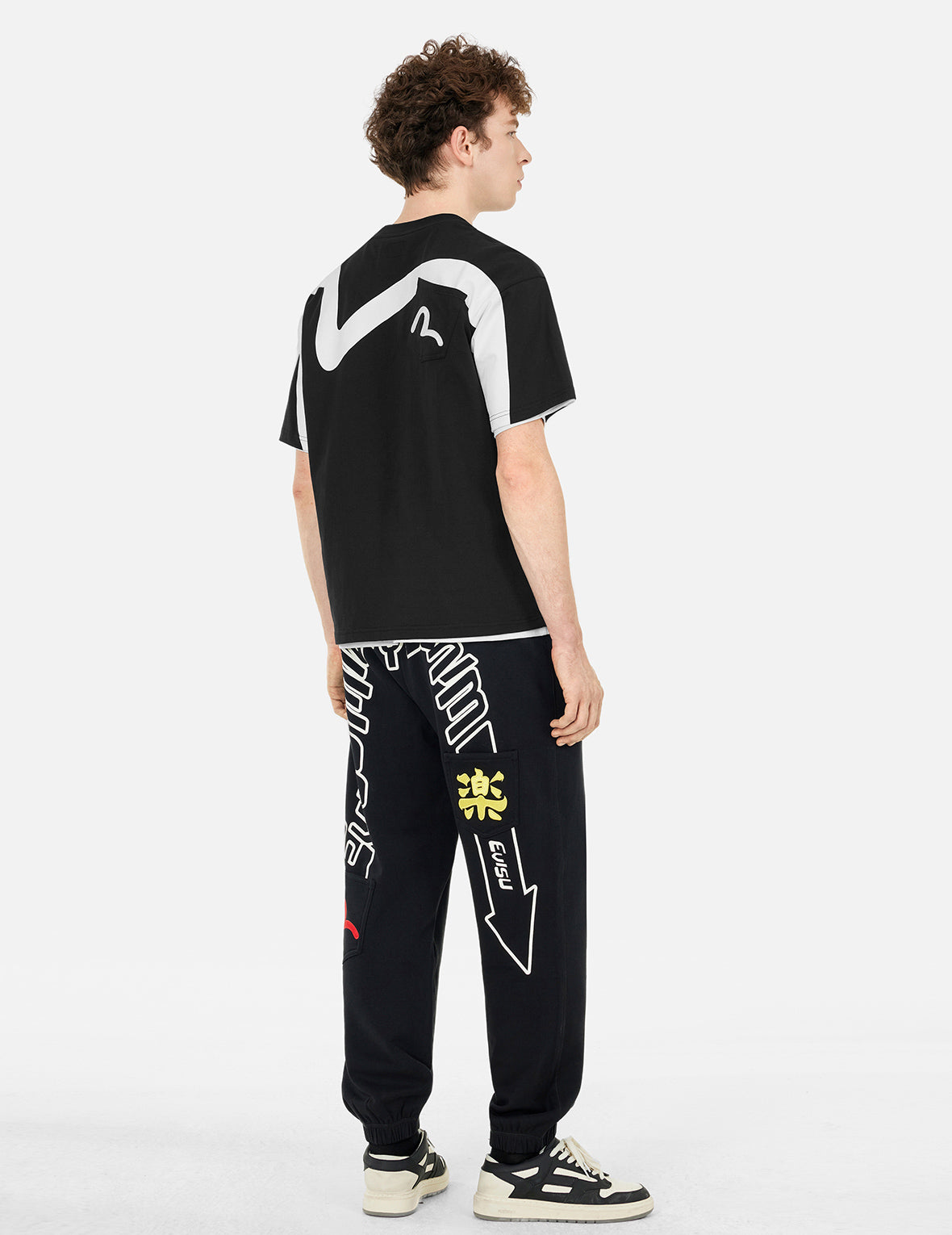 海鷗與標語印花寬版休閒T恤