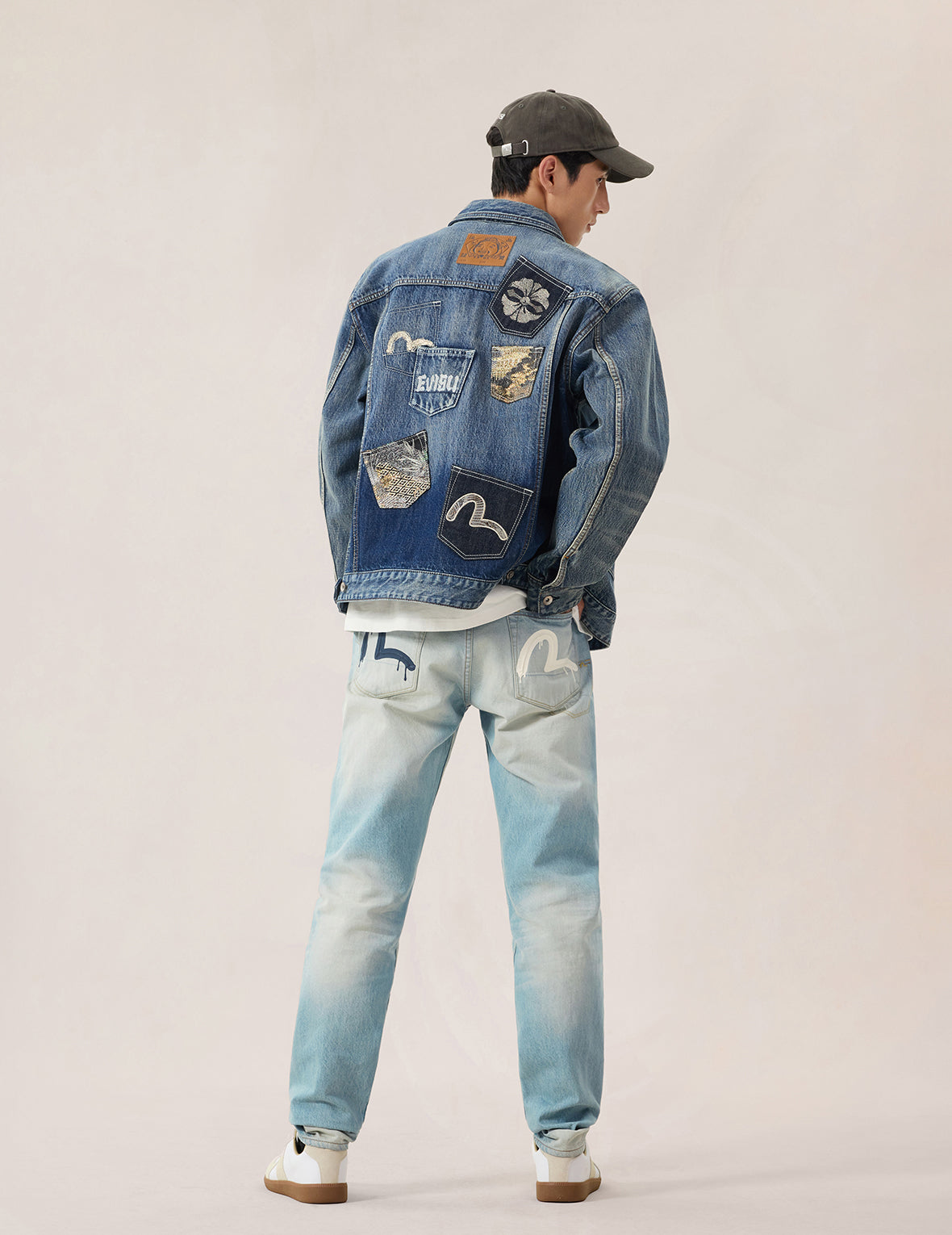 Brocade Patch Multi-pocket Denim Jacket