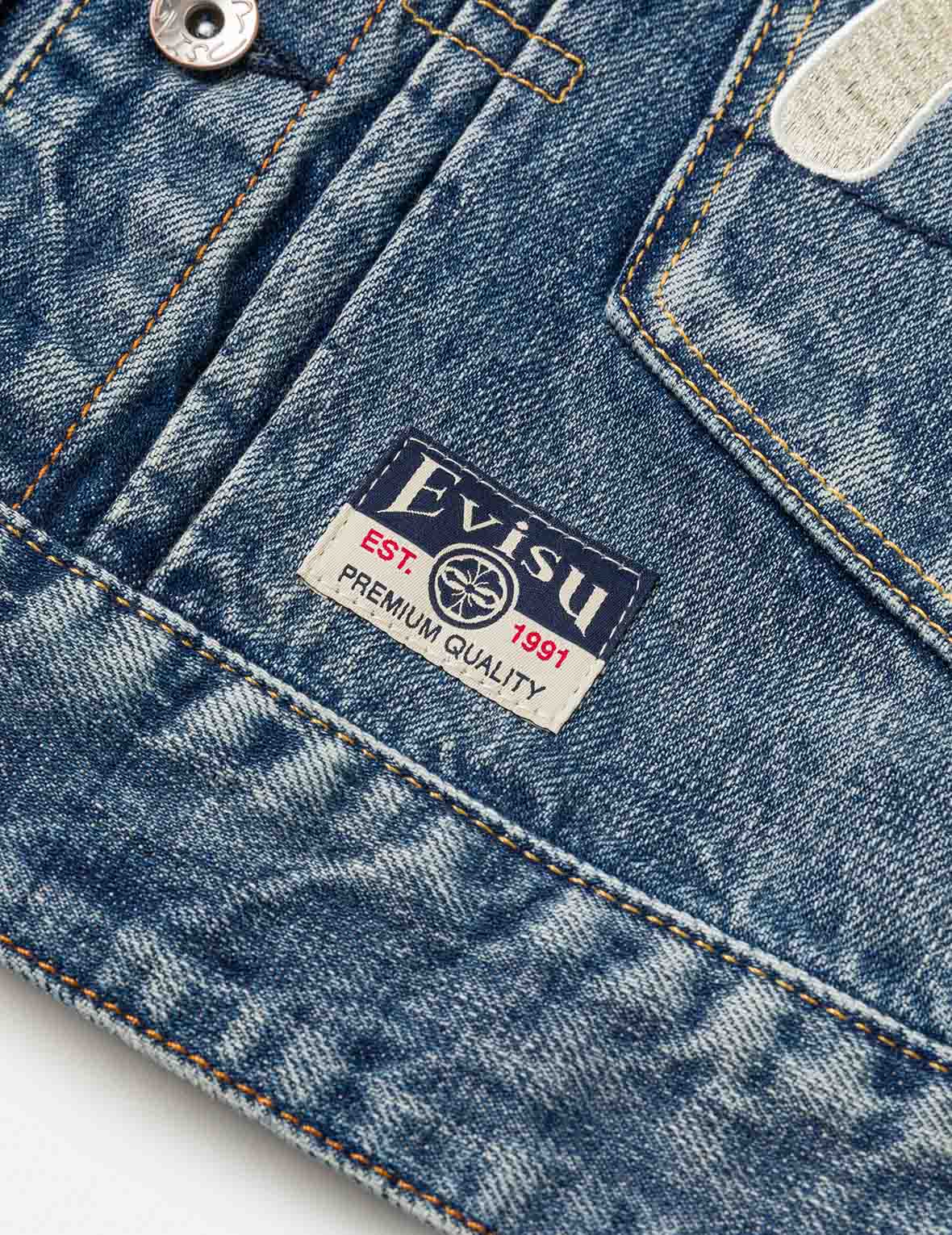 Brocade Patch Multi-pocket Denim Jacket