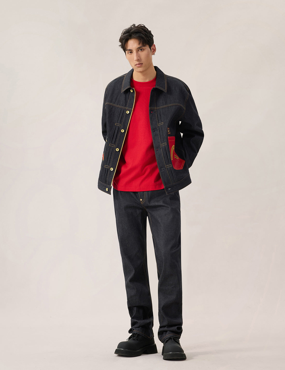 馬年主題浮世繪刺繡牛仔外套