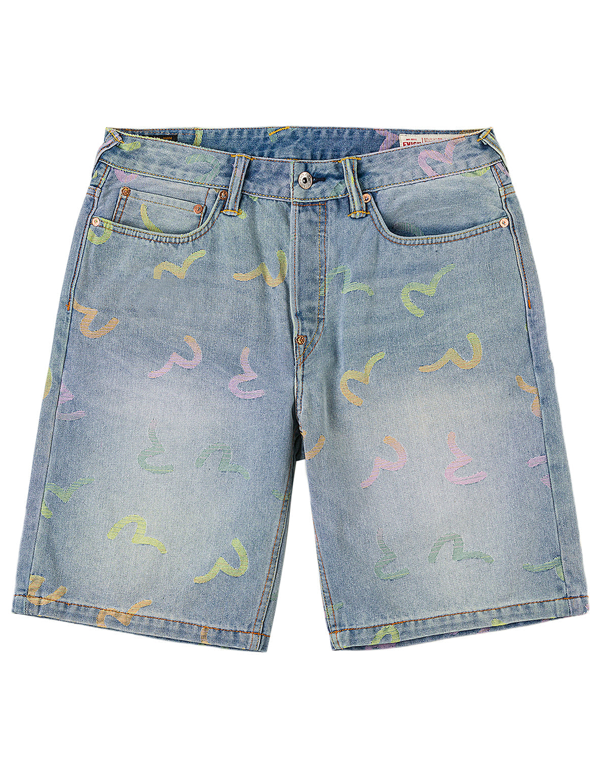 All-over Seagull Jacquard Denim Shorts