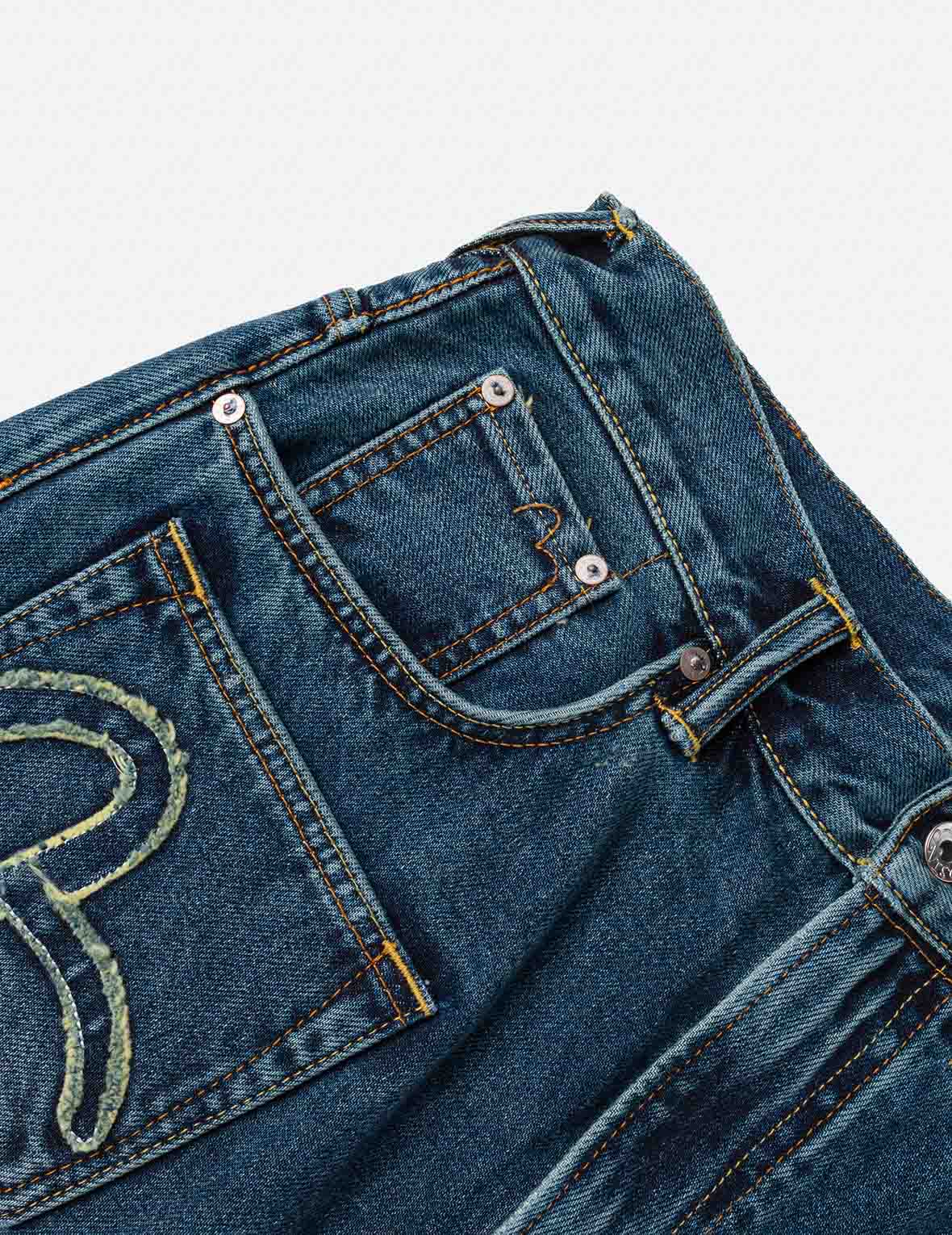 骷髏多口袋牛仔短褲