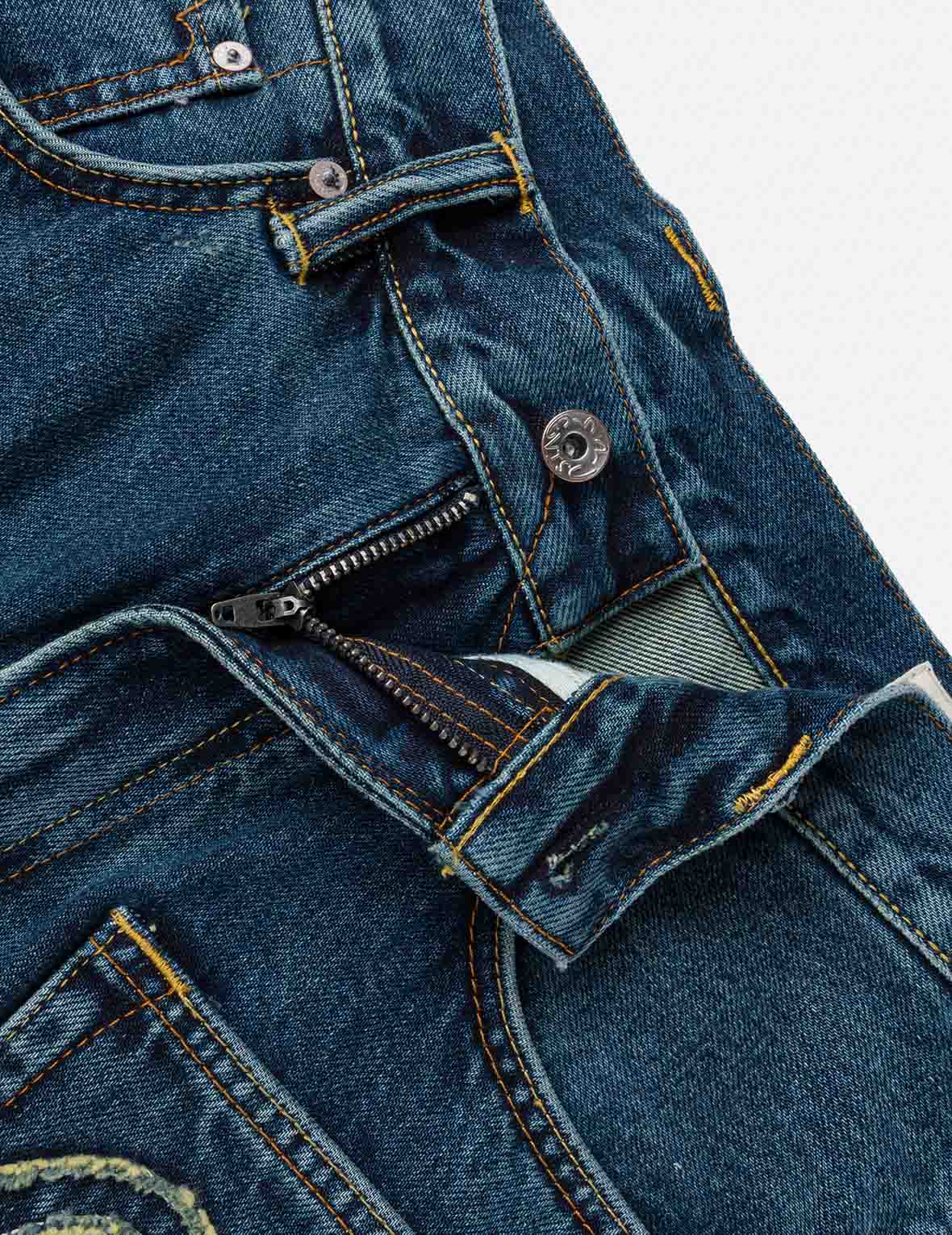 骷髏多口袋牛仔短褲