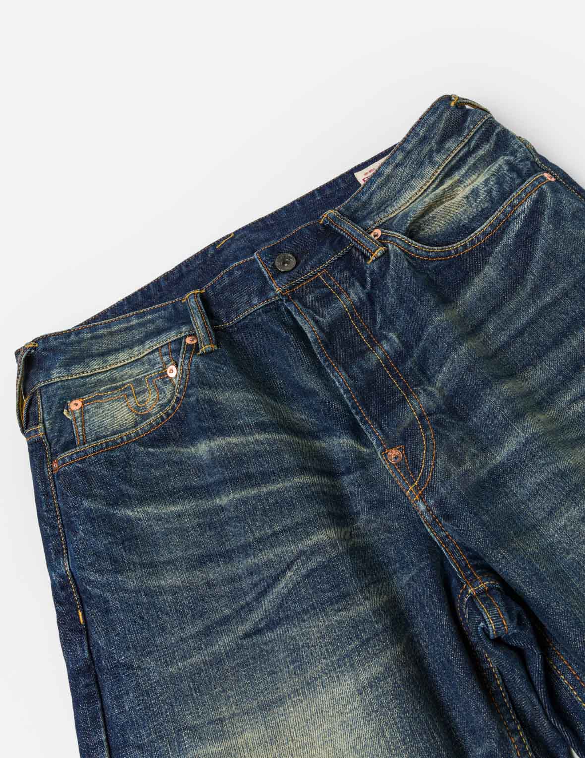 Dark Tone Washed Embroidery Jeans #2020