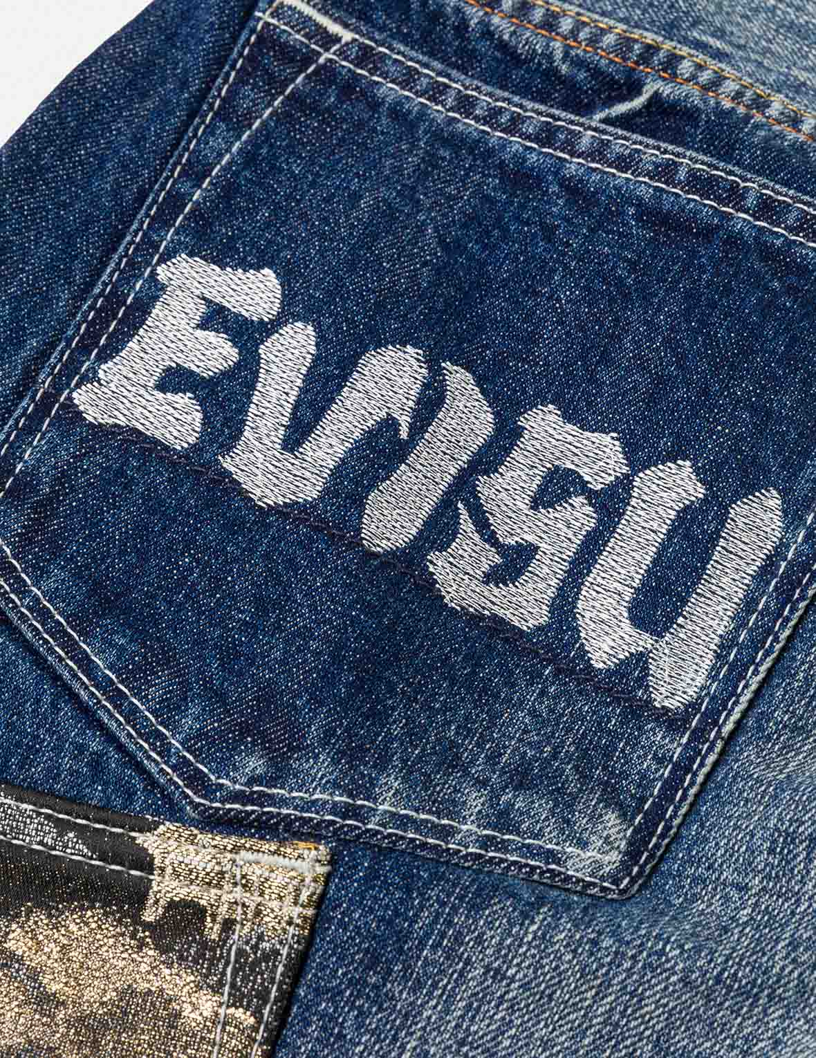 Brocade Patchwork Denim Jeans #2017