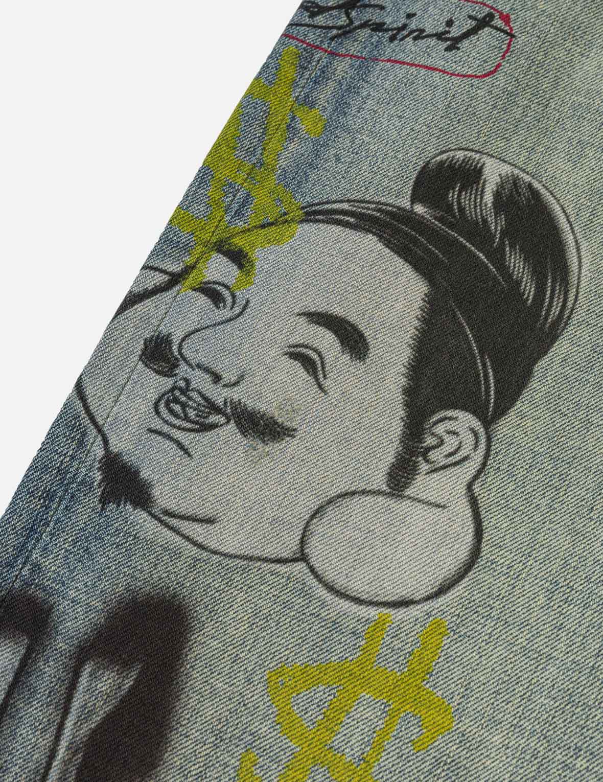Allover Graffiti Printed Denim Jeans #2030