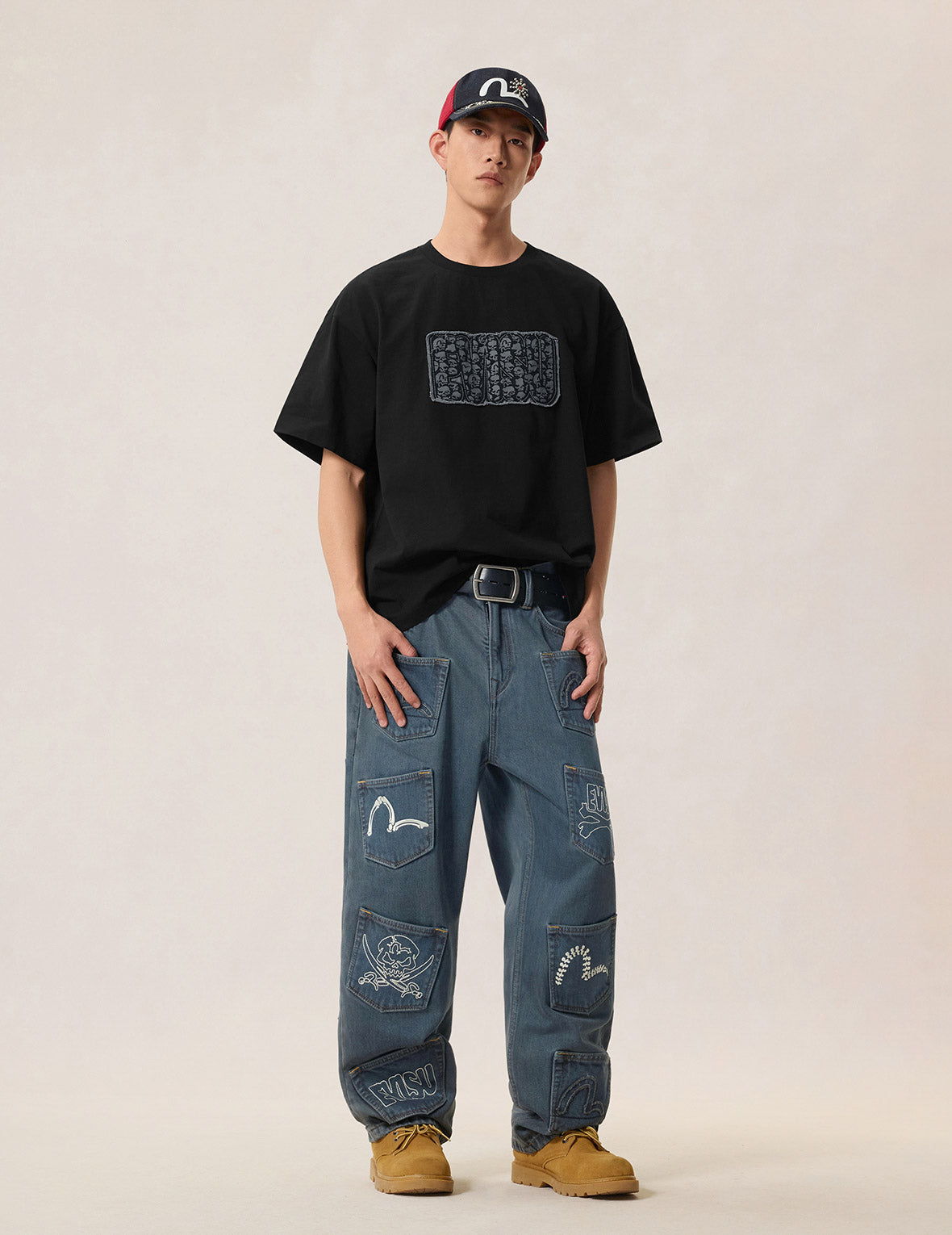 Skull Multi-Pocket Denim Jeans