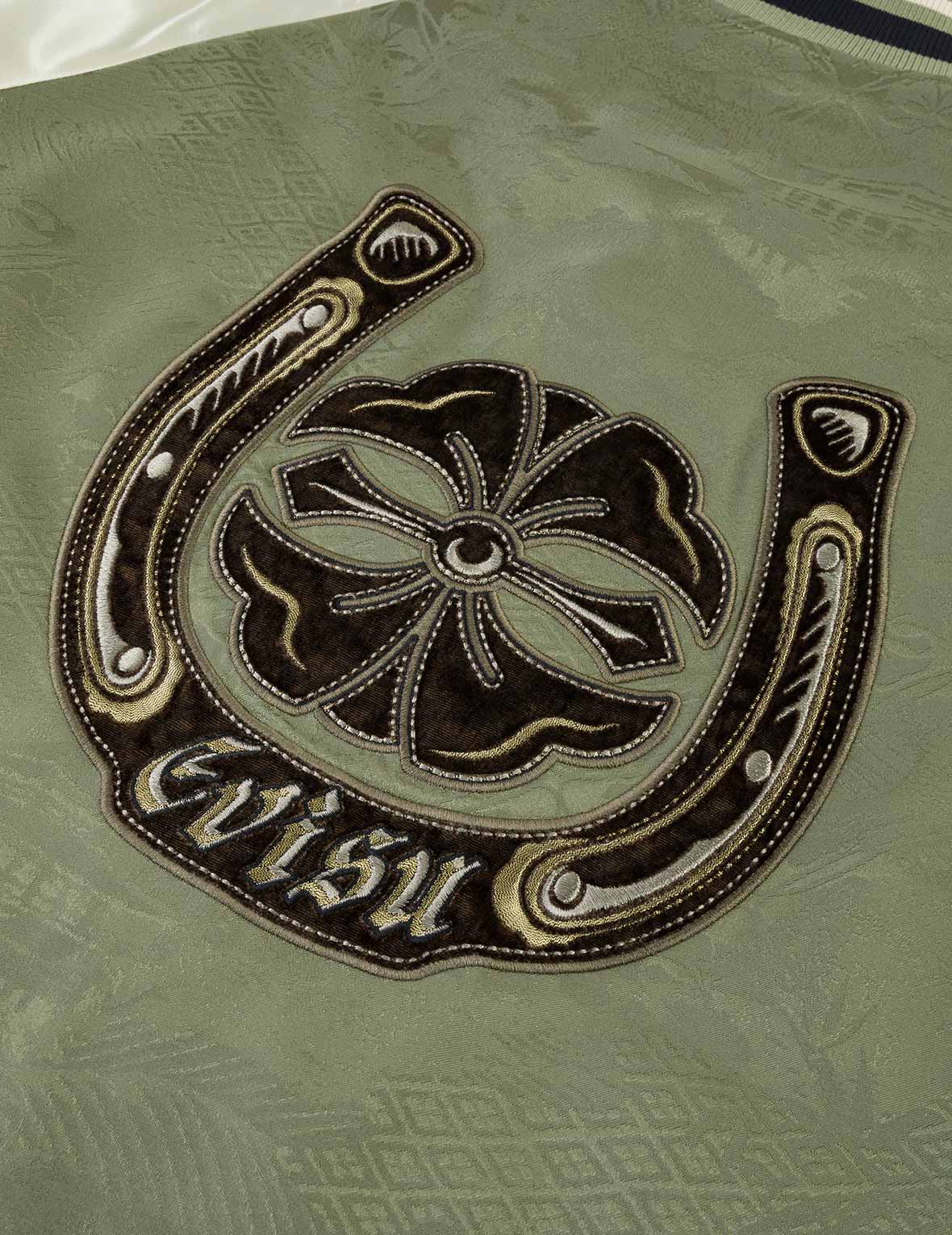 Allover Jacquard Padded Chinese Jacket - Green