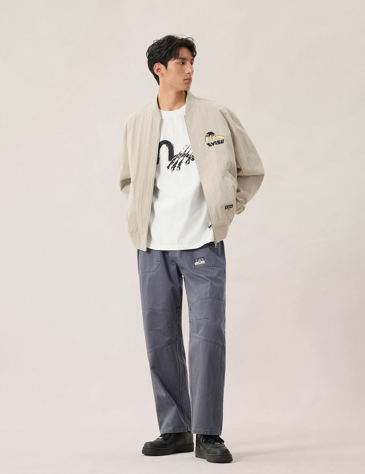 翻蓋後袋休閒工人長褲