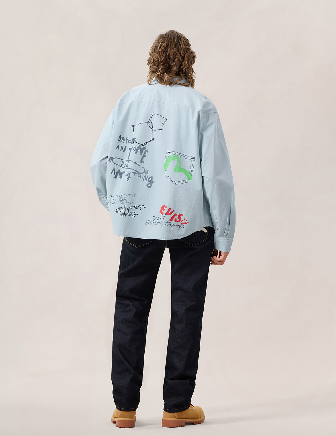 Hand-Drawn Print Long-Sleeve Shirt