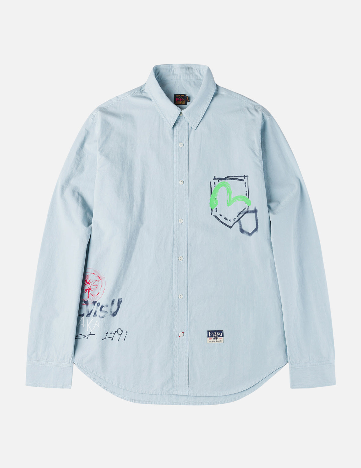 Hand-Drawn Print Long-Sleeve Shirt