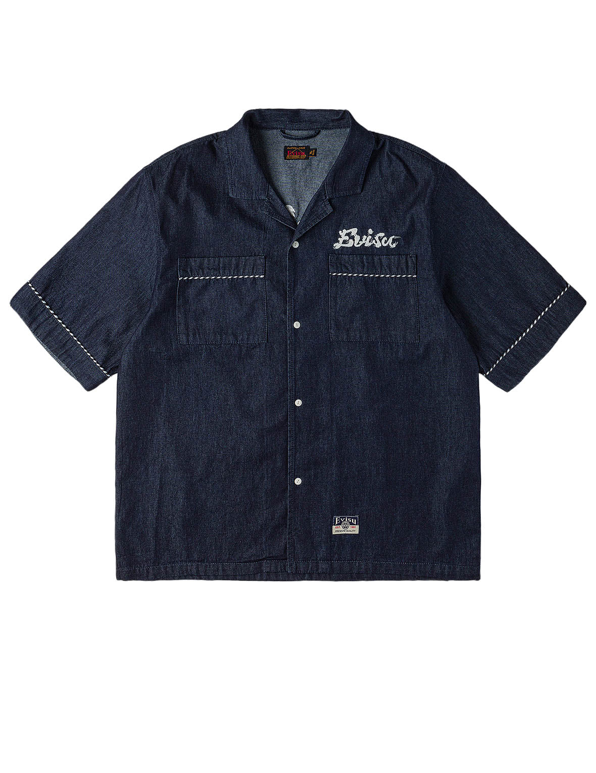 Whip-stitch Dual Pocket Denim Shirt