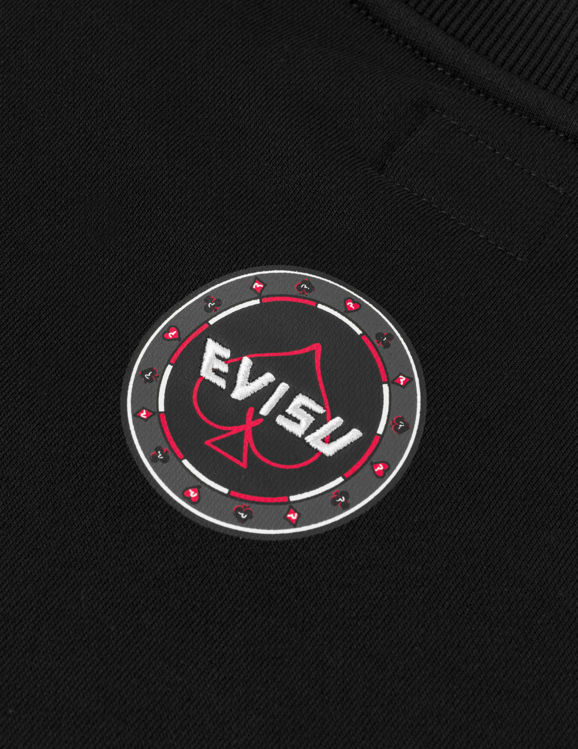 Poker Lucky Dice Embroidery Sweatshirt - Black