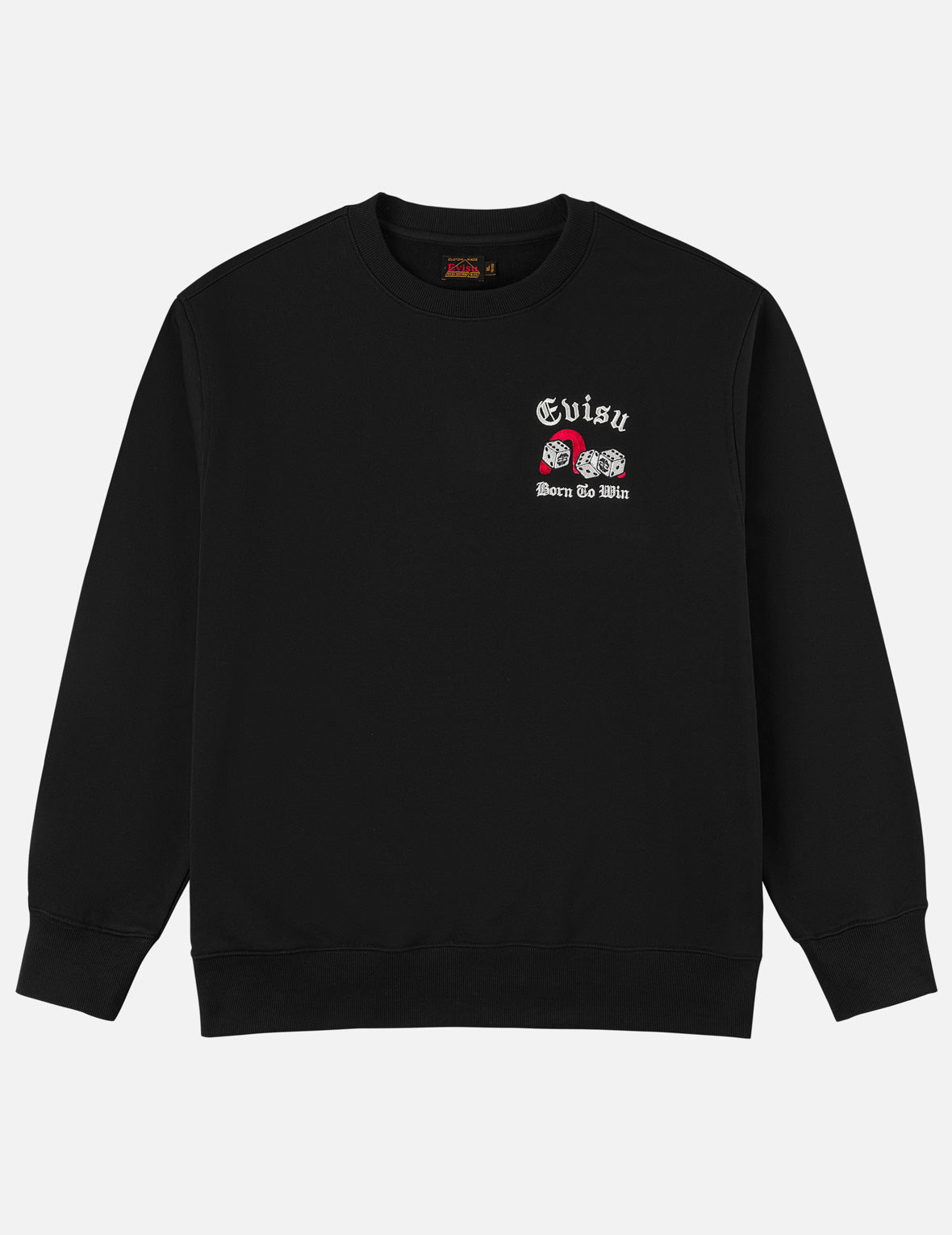 Poker Lucky Dice Embroidery Sweatshirt - Black