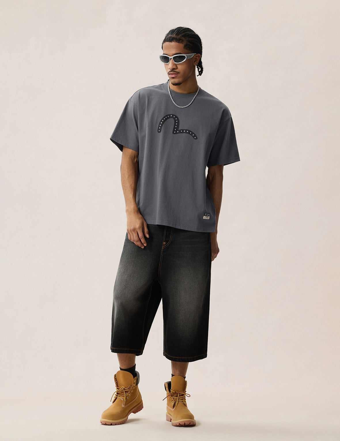 海鷗印花金屬鉚釘短袖T恤