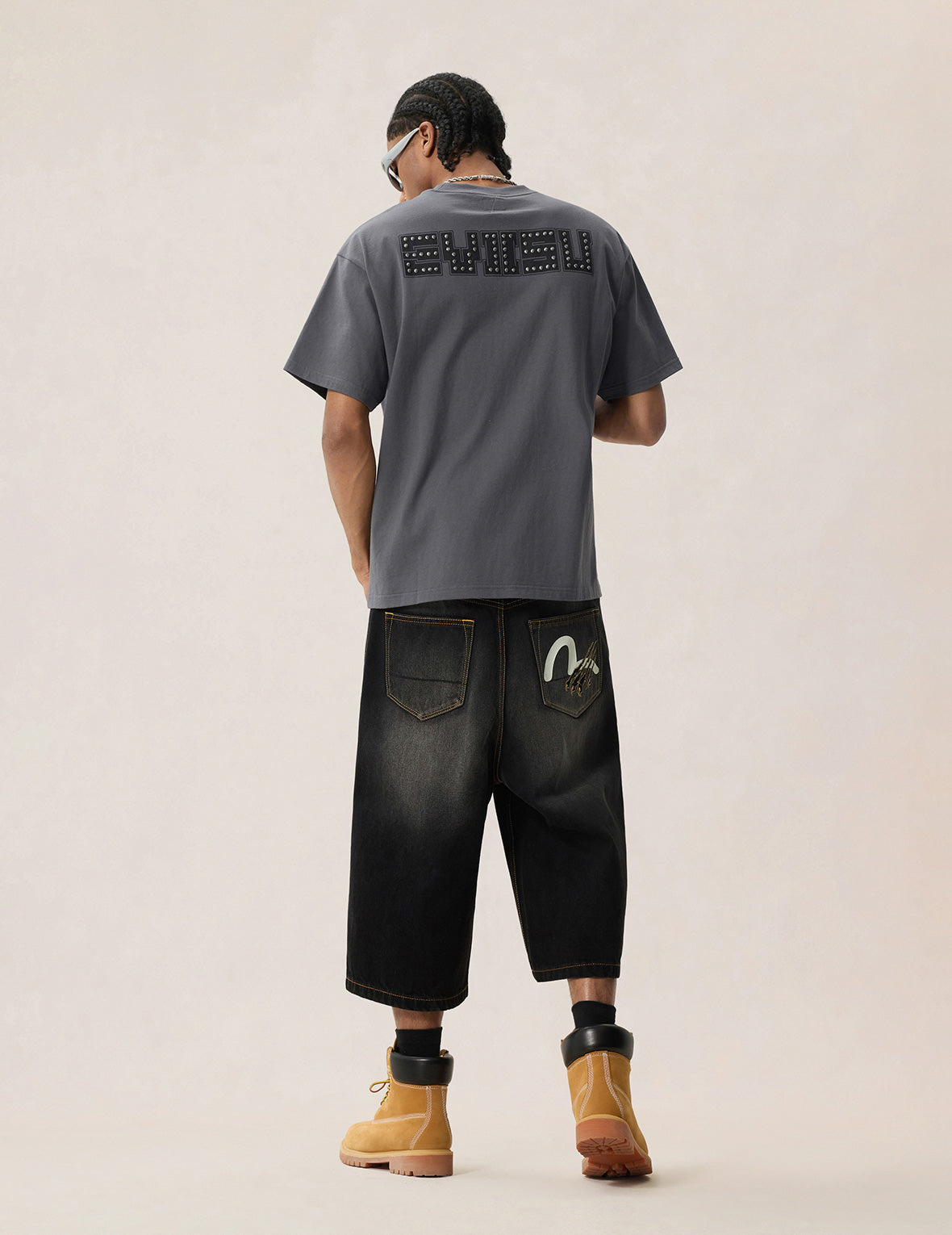 海鷗印花金屬鉚釘短袖T恤