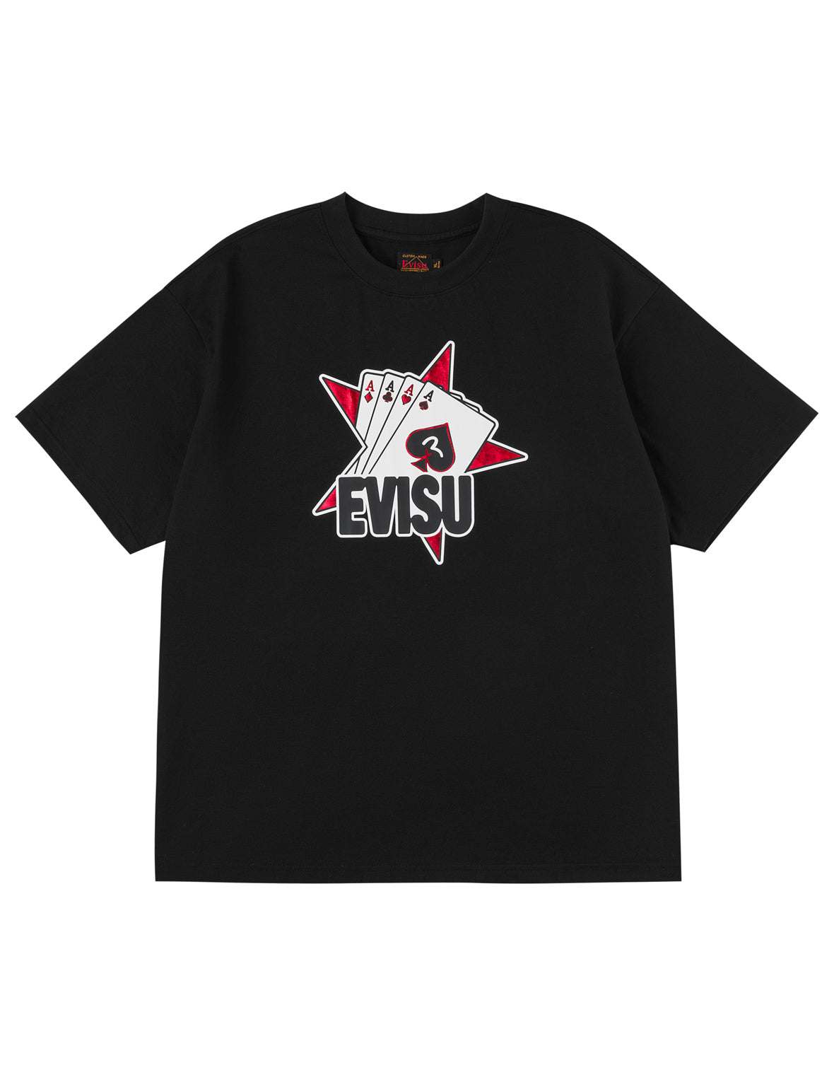撲克王牌植絨星T恤 - 黑