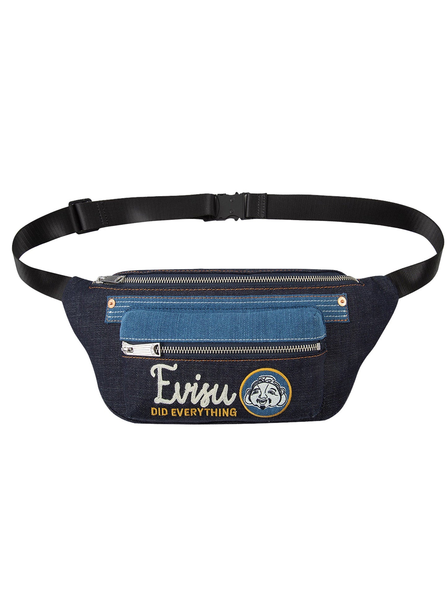 拼接式牛仔腰包