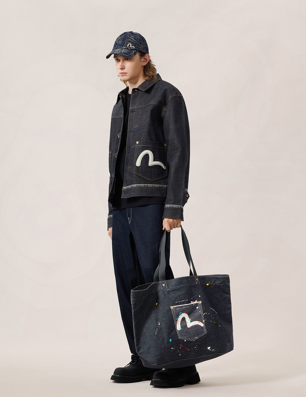 Seagull Splash Denim Tote Bag
