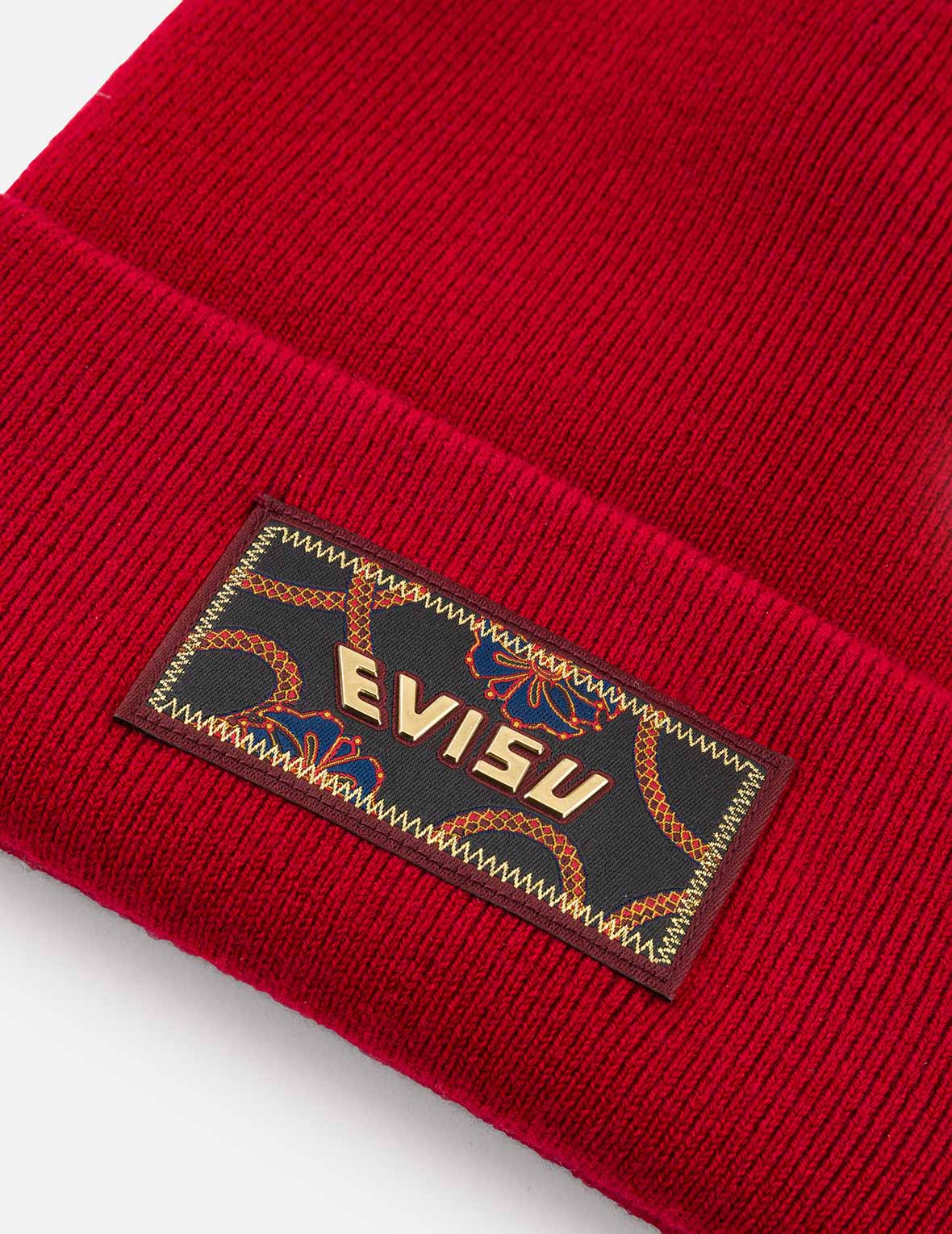 Evisu Logo Embroidery Beanie - Red
