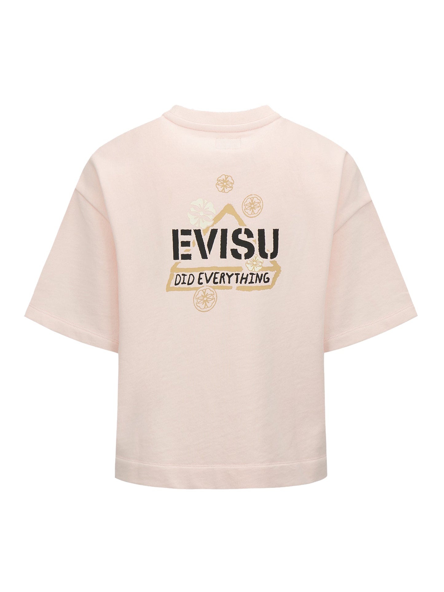 Kamon and Logo Print Drop-shoulder Cropped Sweatshirt
