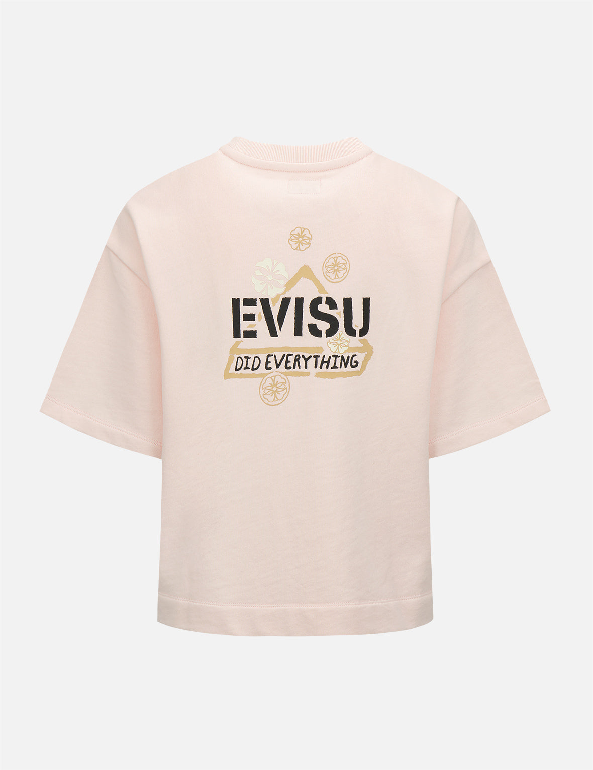 Kamon and Logo Print Drop-shoulder Cropped Sweatshirt