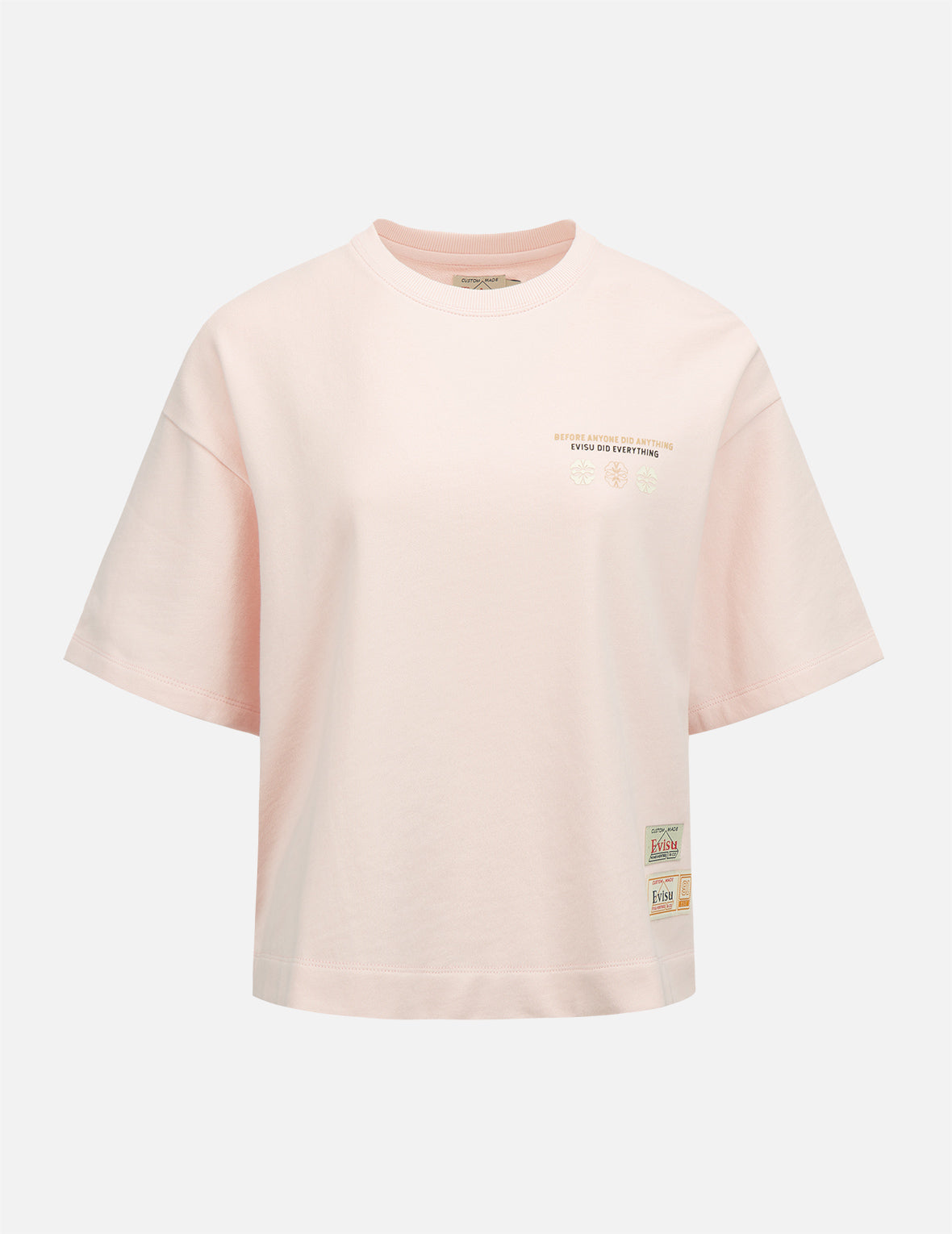 Kamon and Logo Print Drop-shoulder Cropped Sweatshirt