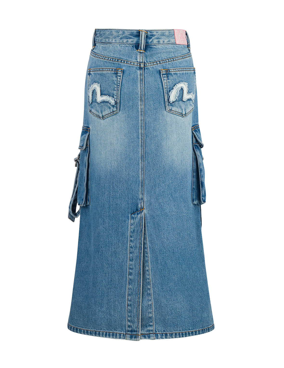 Deconstructed Inserted Seagull Embroidery Fashion Fit Denim Cargo Skirt