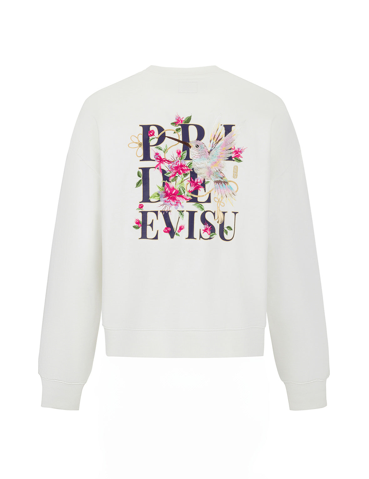 Hummingbird and Magnolia Embroidery Oversized Sweatshirt