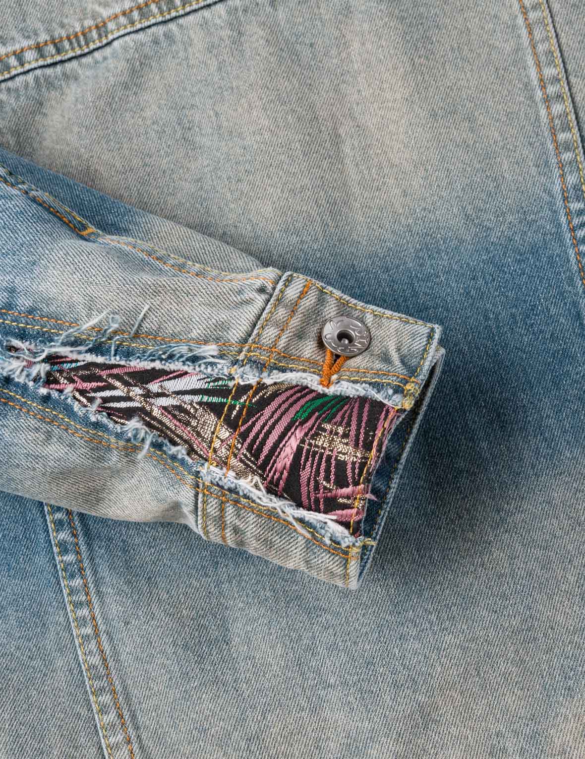 Brocade Panel Denim Jacket