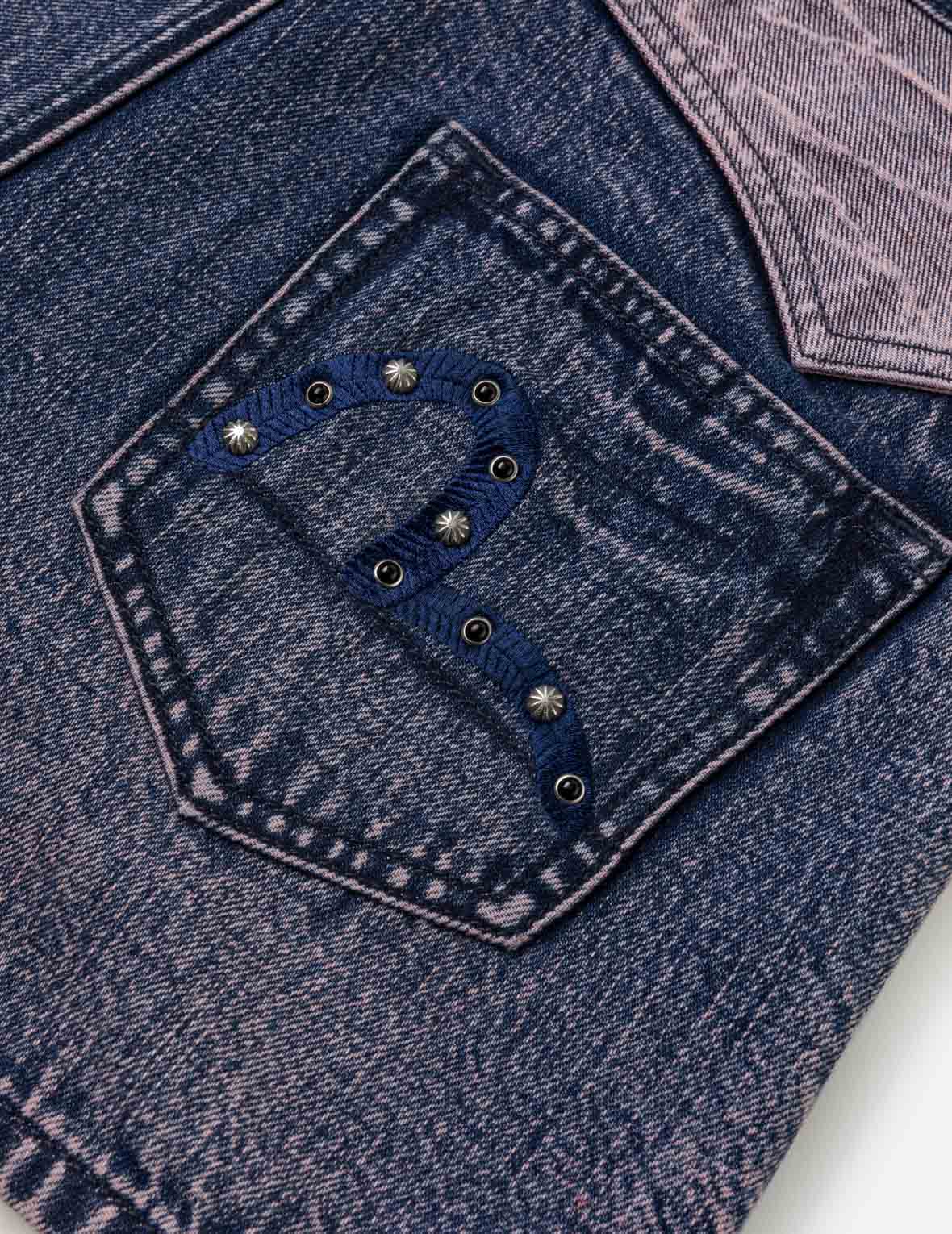 Reverse-Panel Denim Shorts