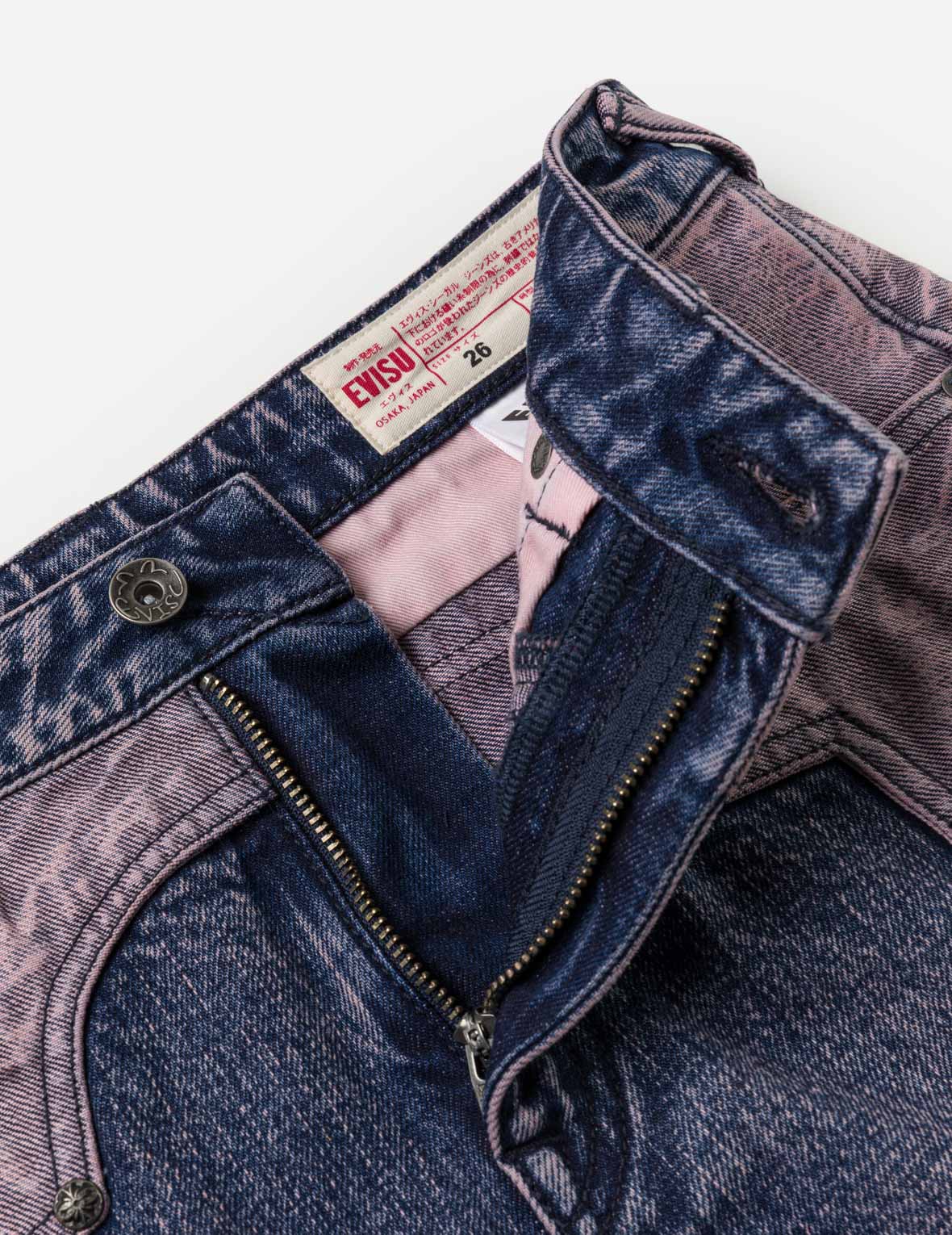 Reverse-Panel Denim Shorts