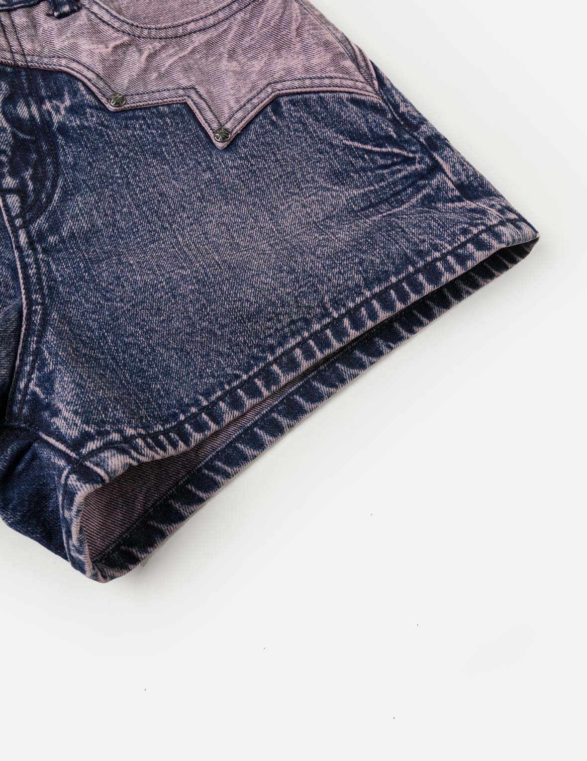 Reverse-Panel Denim Shorts