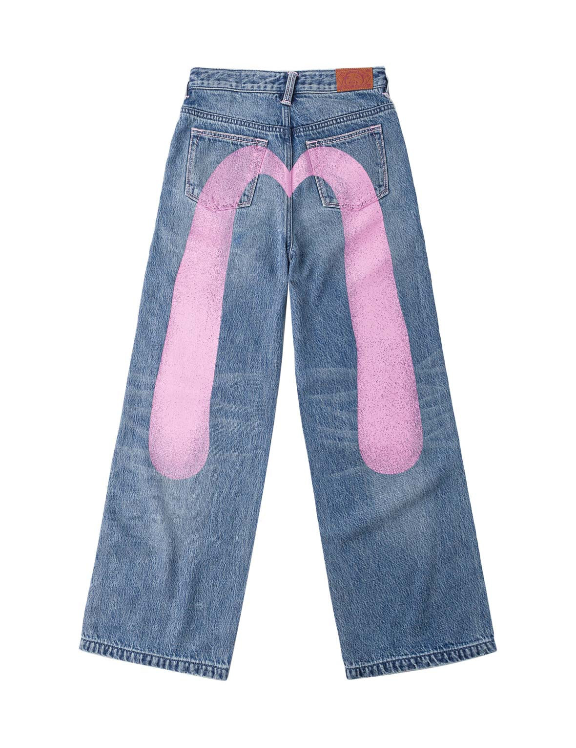 Light Pink Washed Daicock Print Jeans