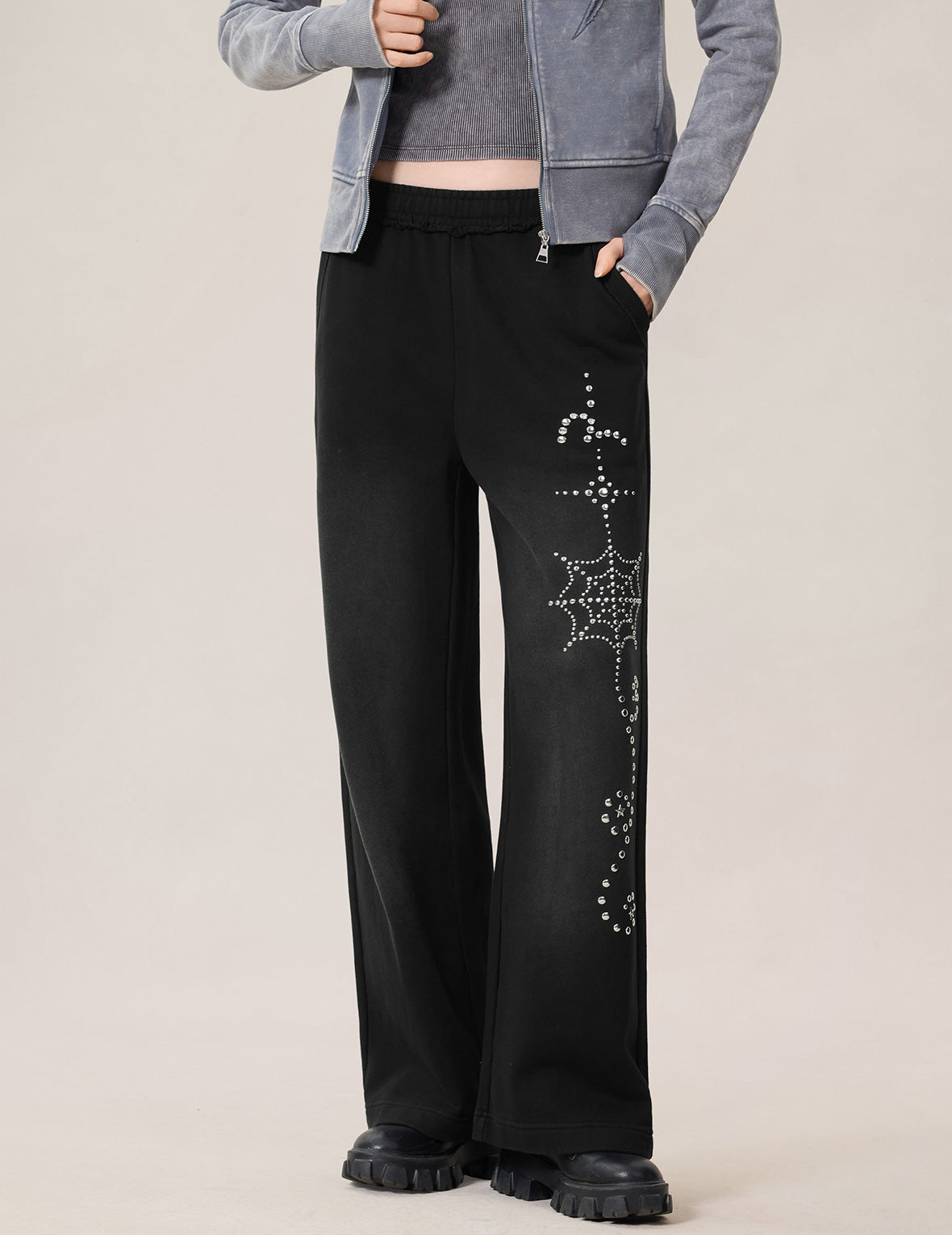 Graphic Rhinestones Sweatpants