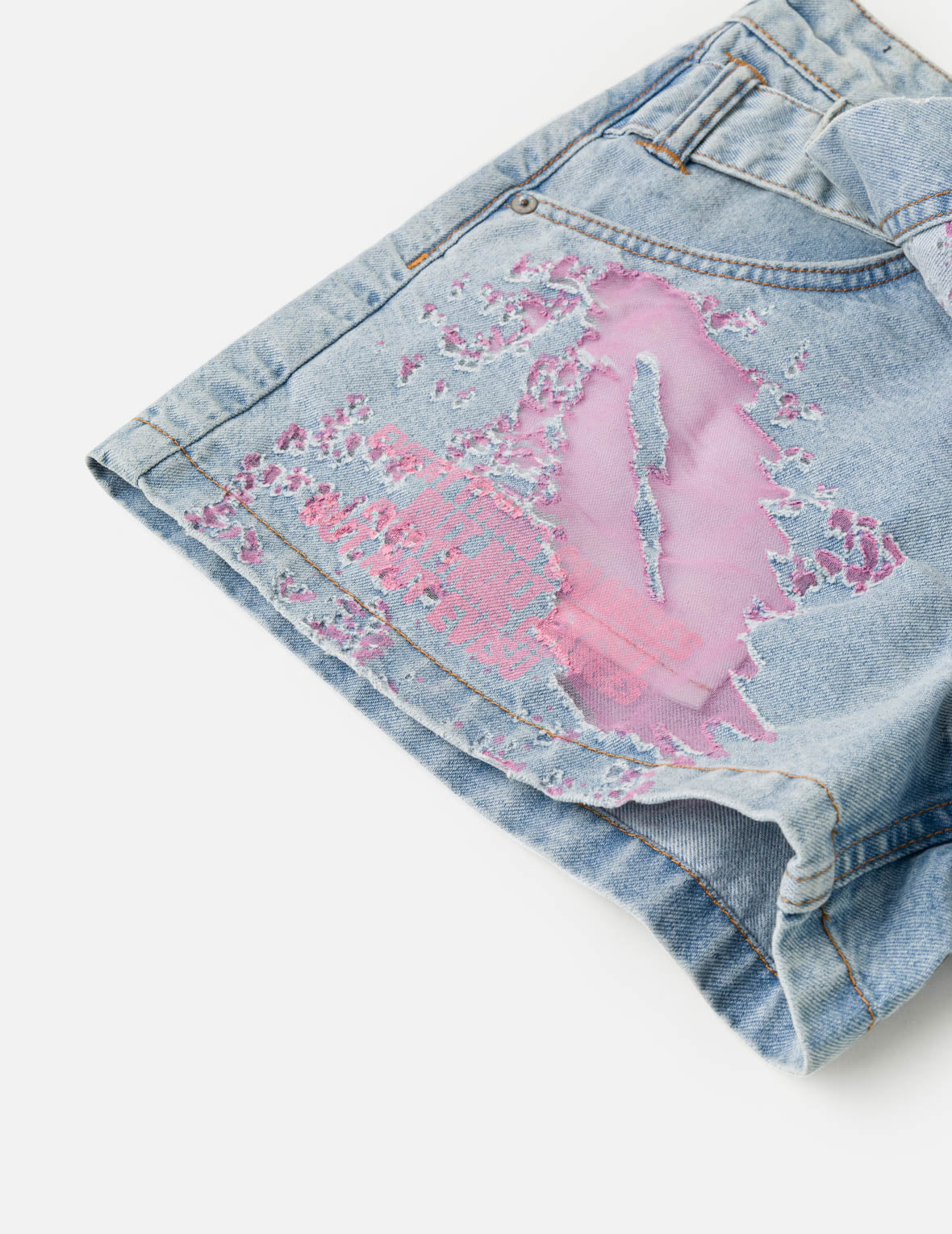 Color Burn-out Wordmark Denim Skort