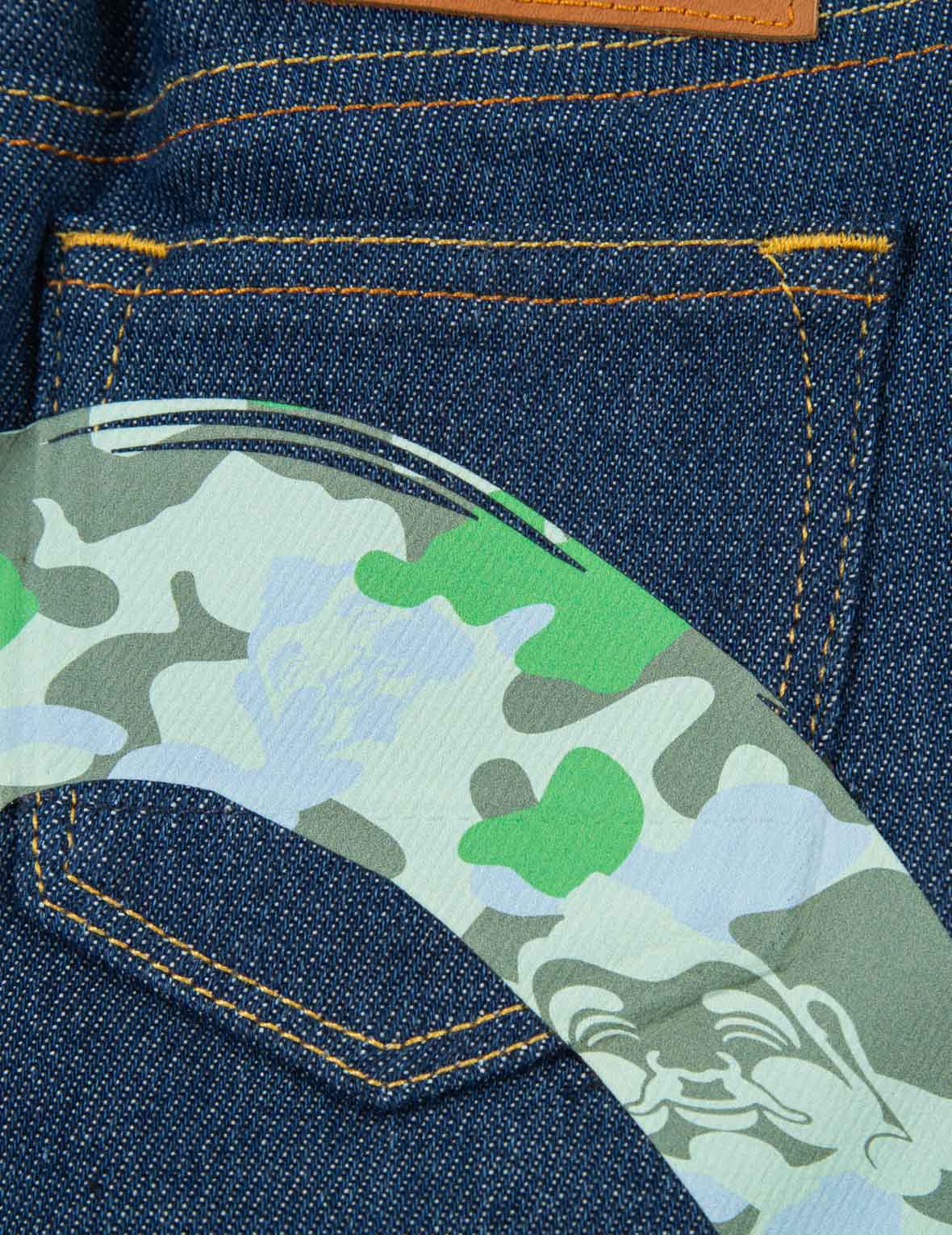 Godhead Camouflage Daicock Print Denim Shorts