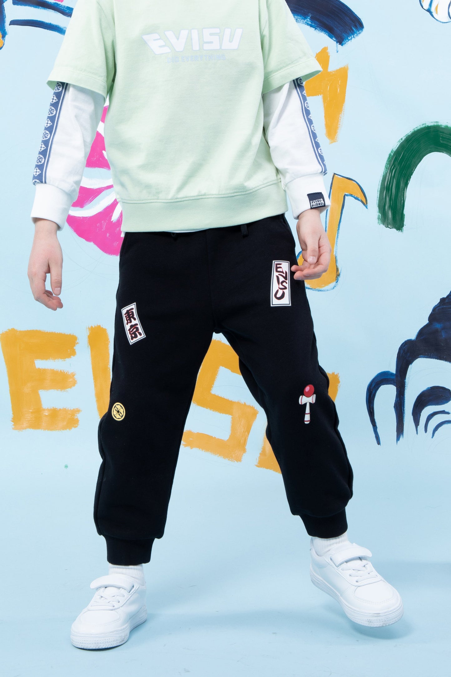 Daruma and Seagull Print Sweatpants