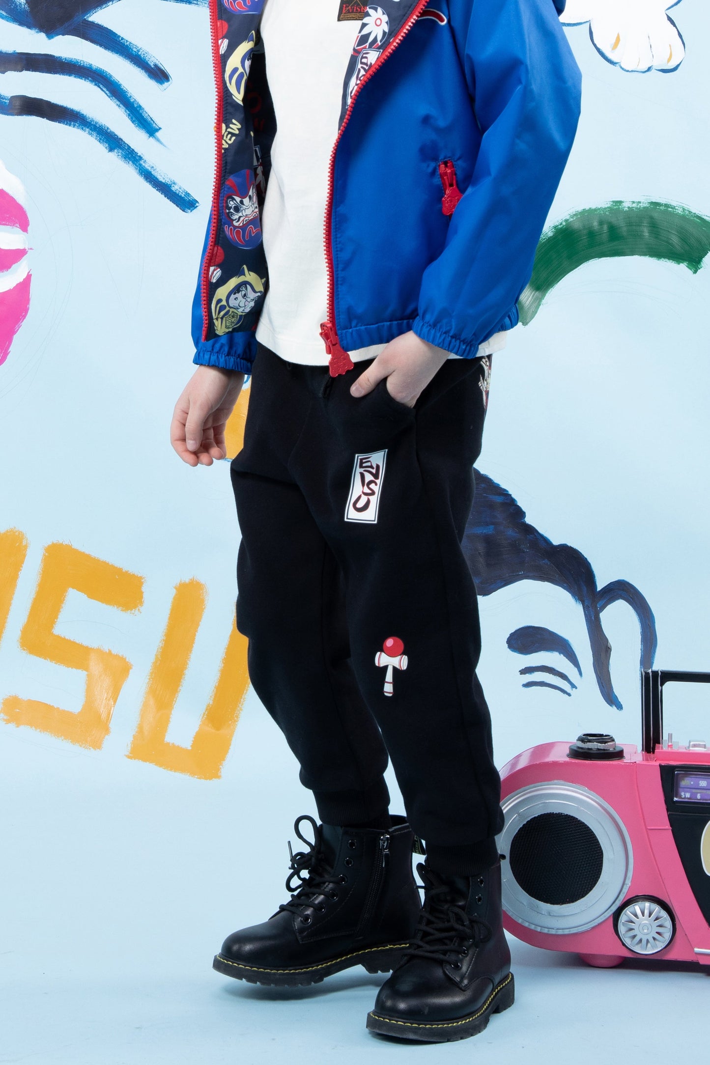 Daruma and Seagull Print Sweatpants