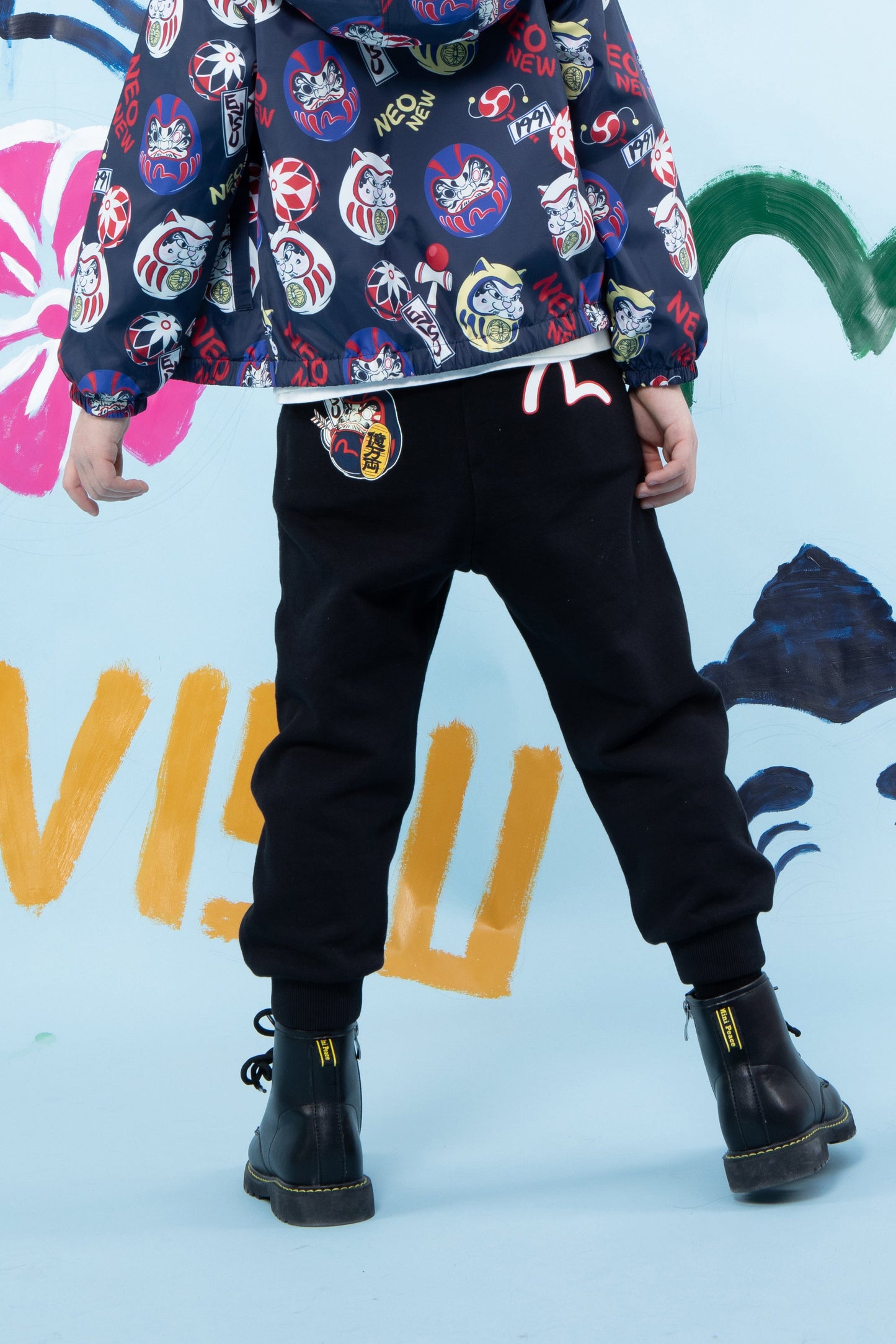 Daruma and Seagull Print Sweatpants