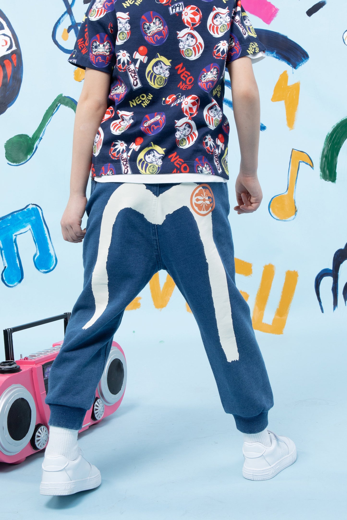 筆刷大M印花運動褲