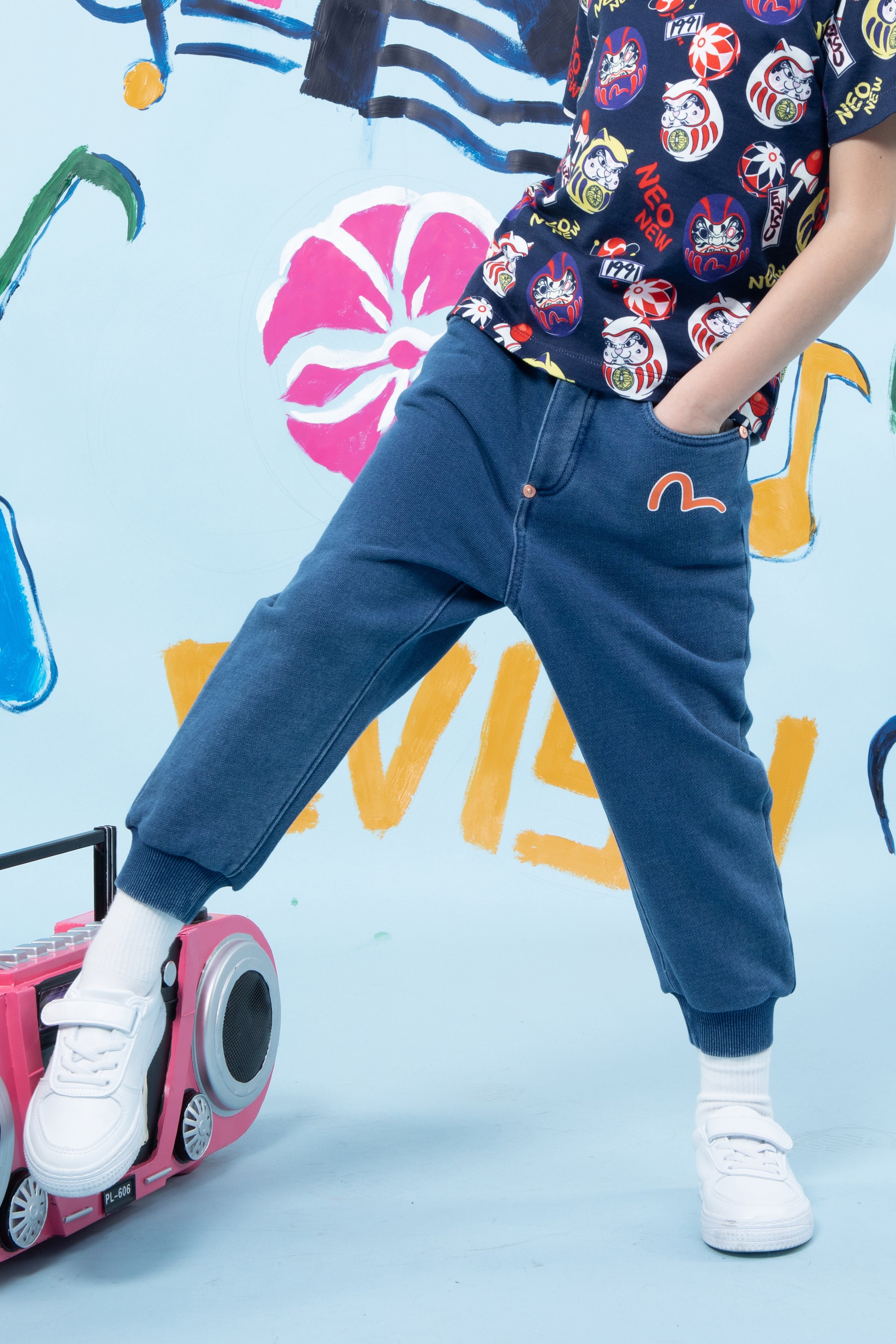 筆刷大M印花運動褲